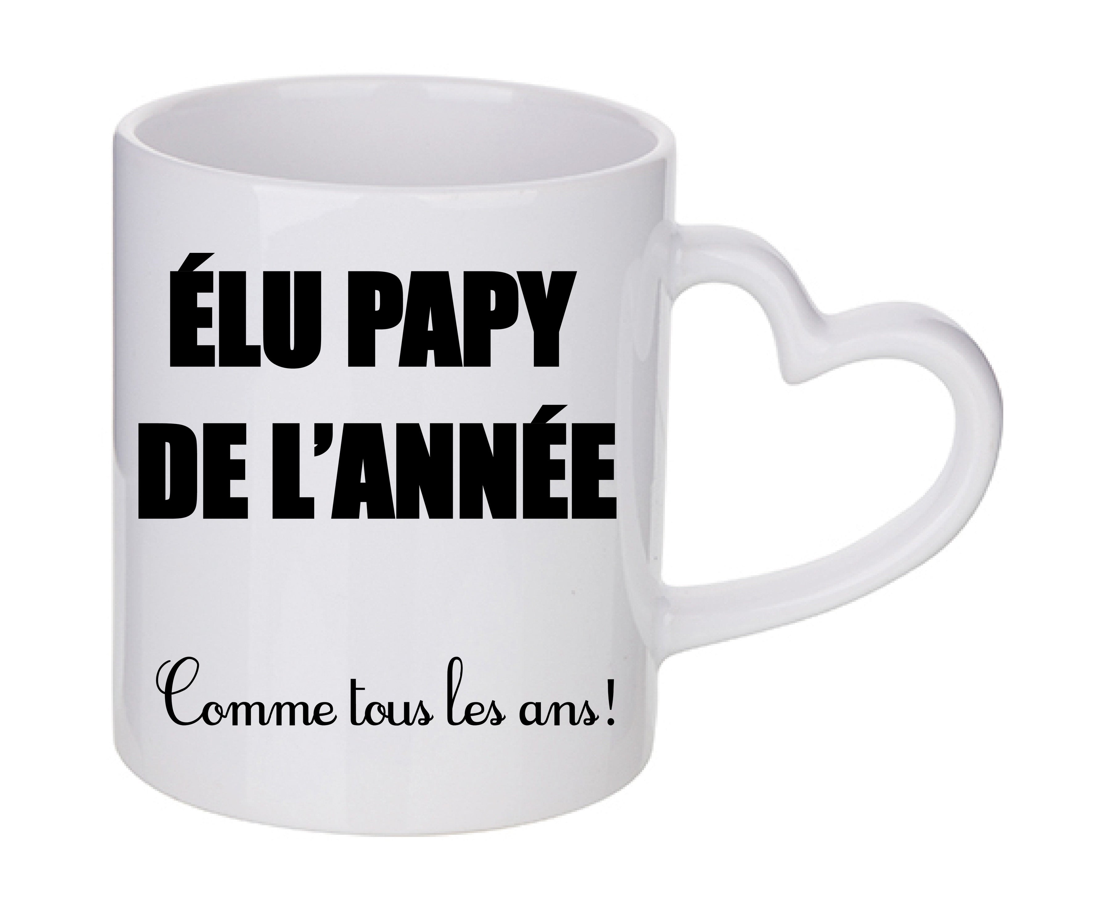 Mug coeur personnalisé Elu papy de l'annee