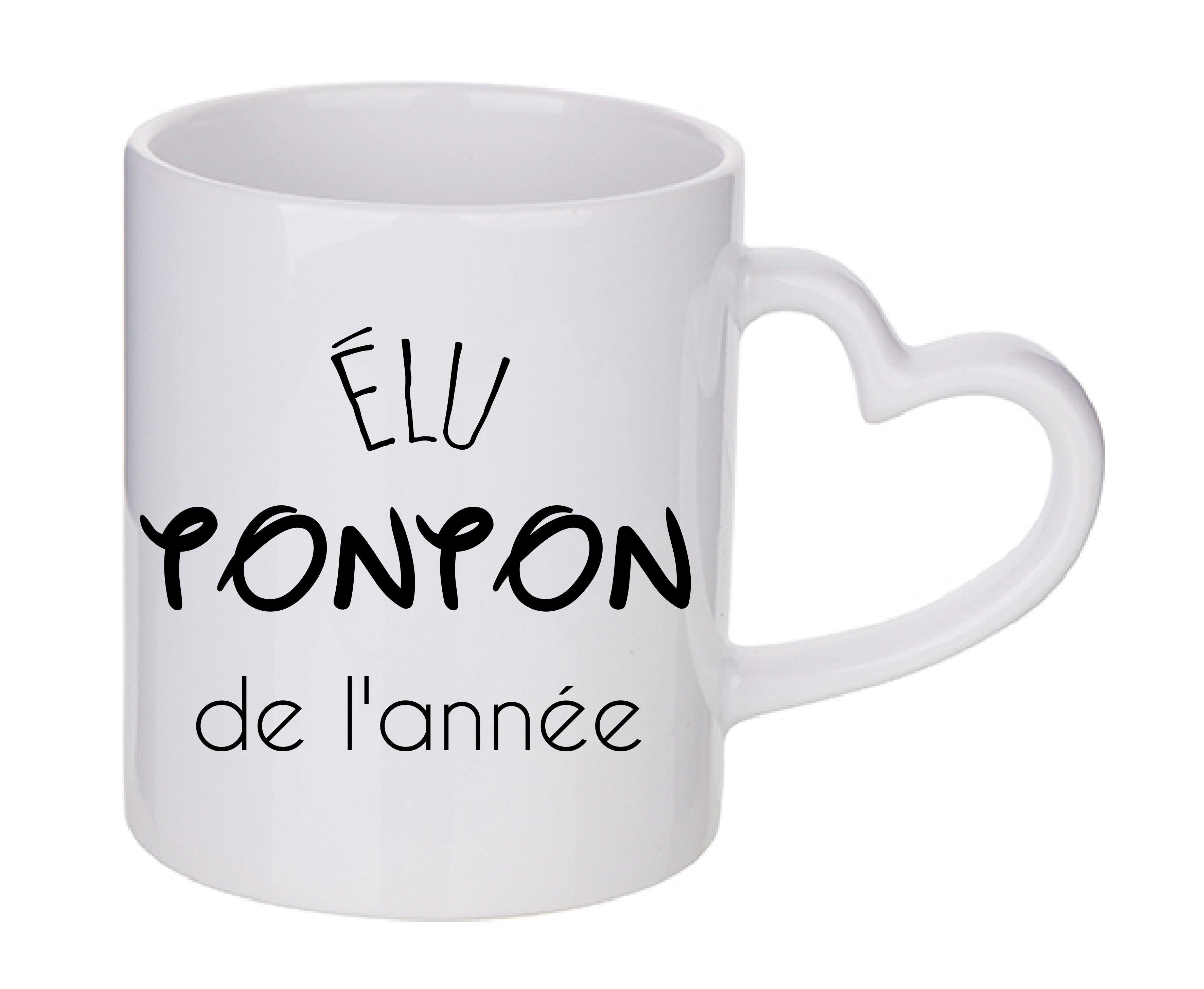 Mug coeur personnalisé Elu tonton de l'annee
