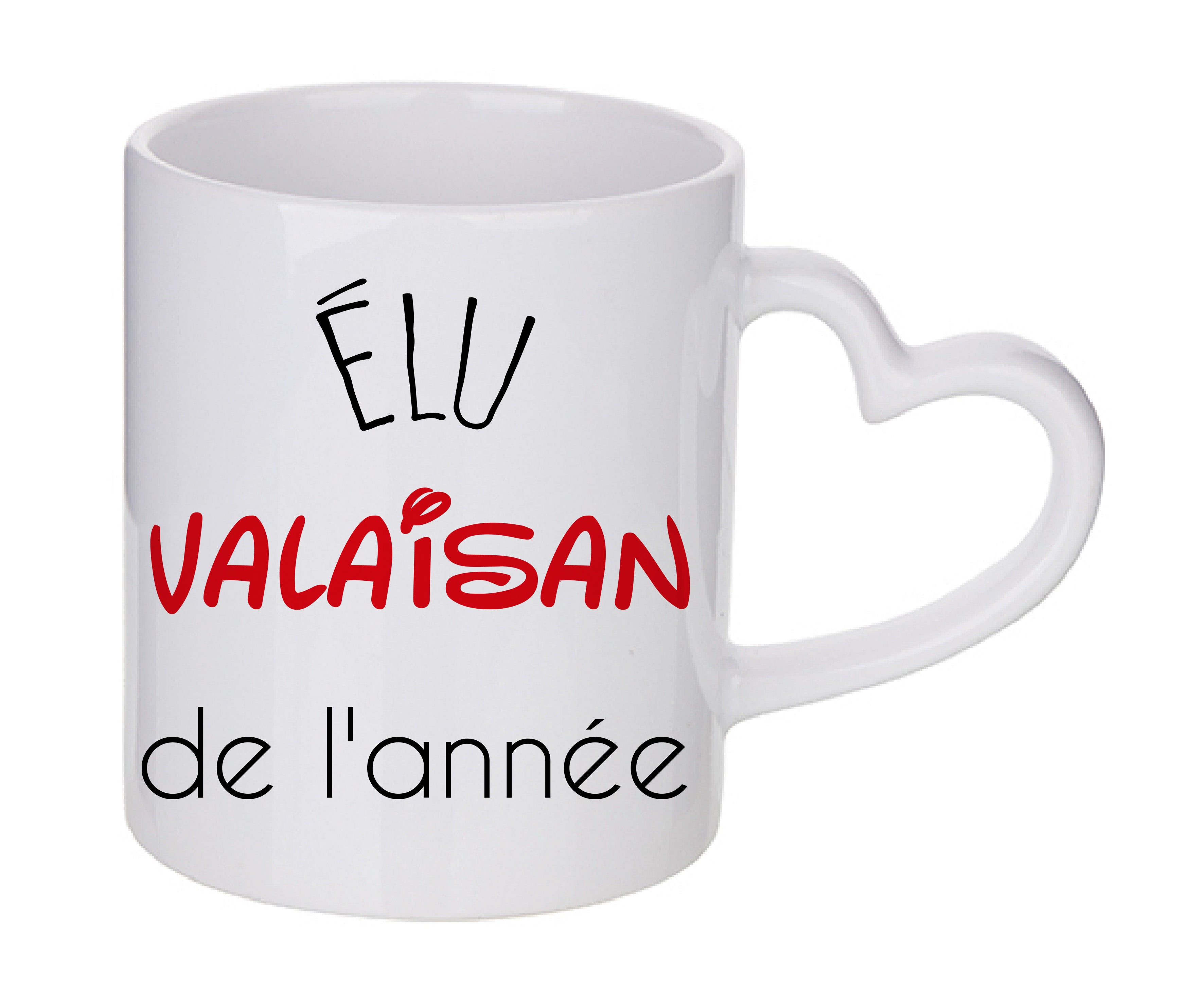 Mug coeur personnalisé Elu valaisan de l'annee