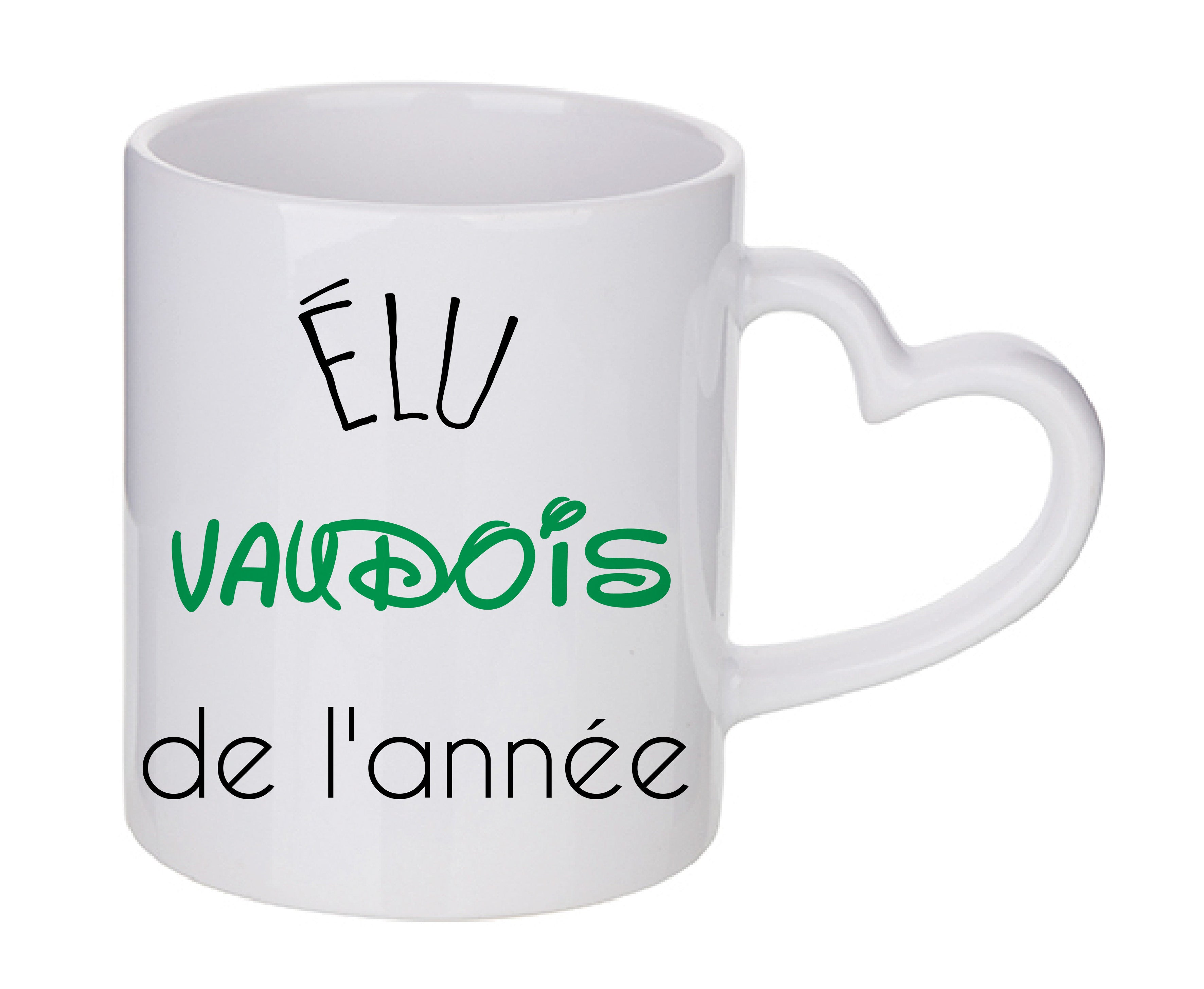 Mug coeur personnalisé Elu vaudois de l'annee