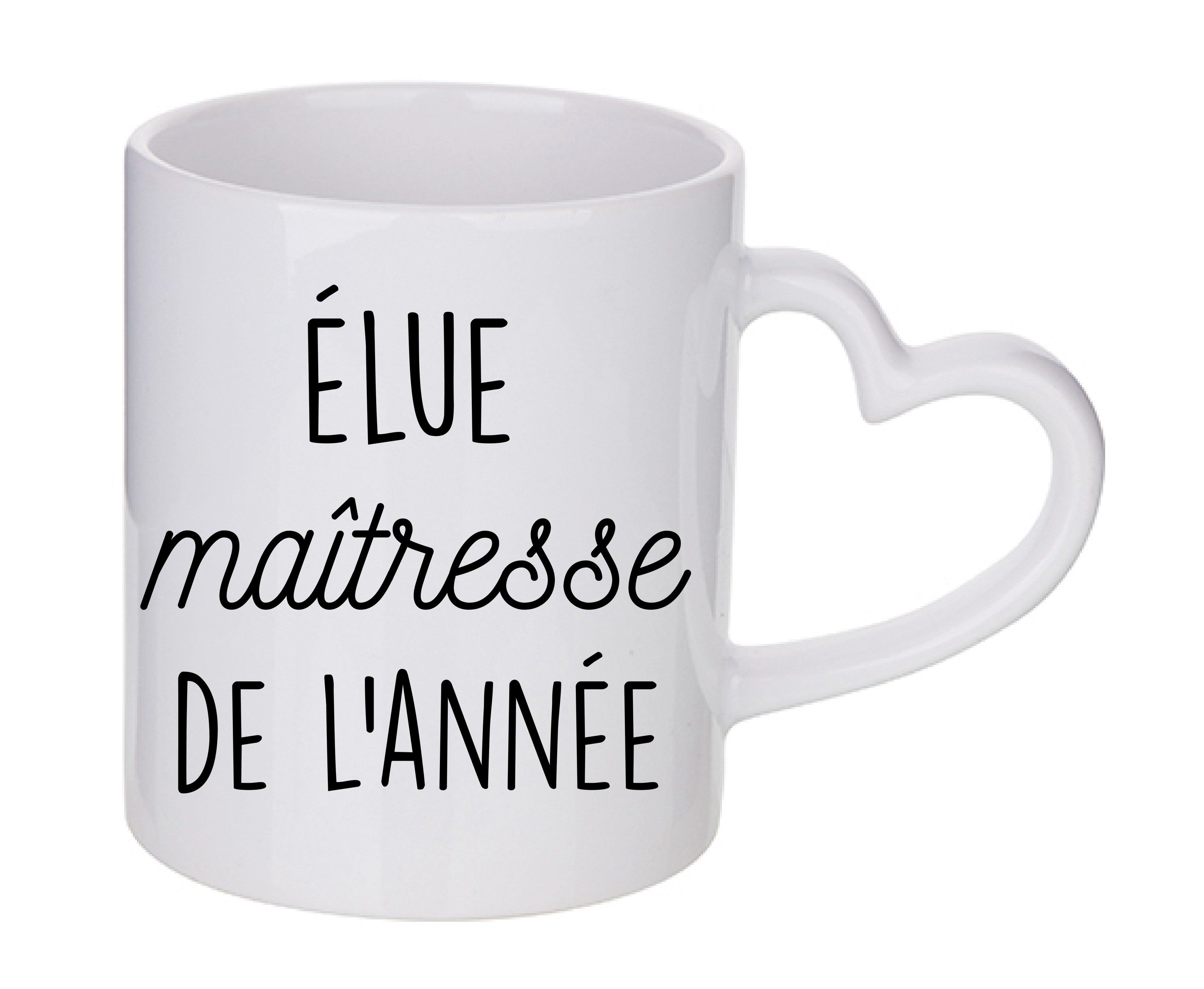 Mug coeur personnalisé Elue maitresse de l'année
