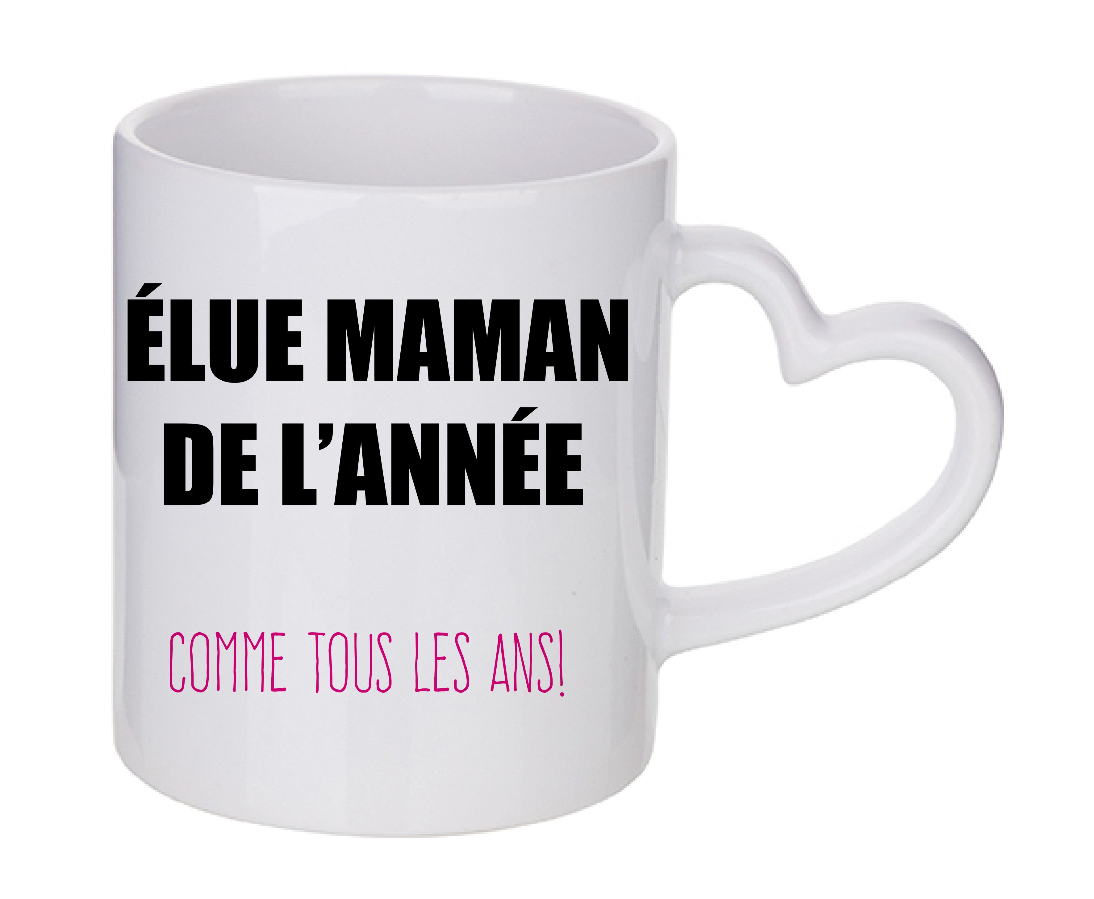 Mug coeur personnalisé Elue maman de l'annee 2