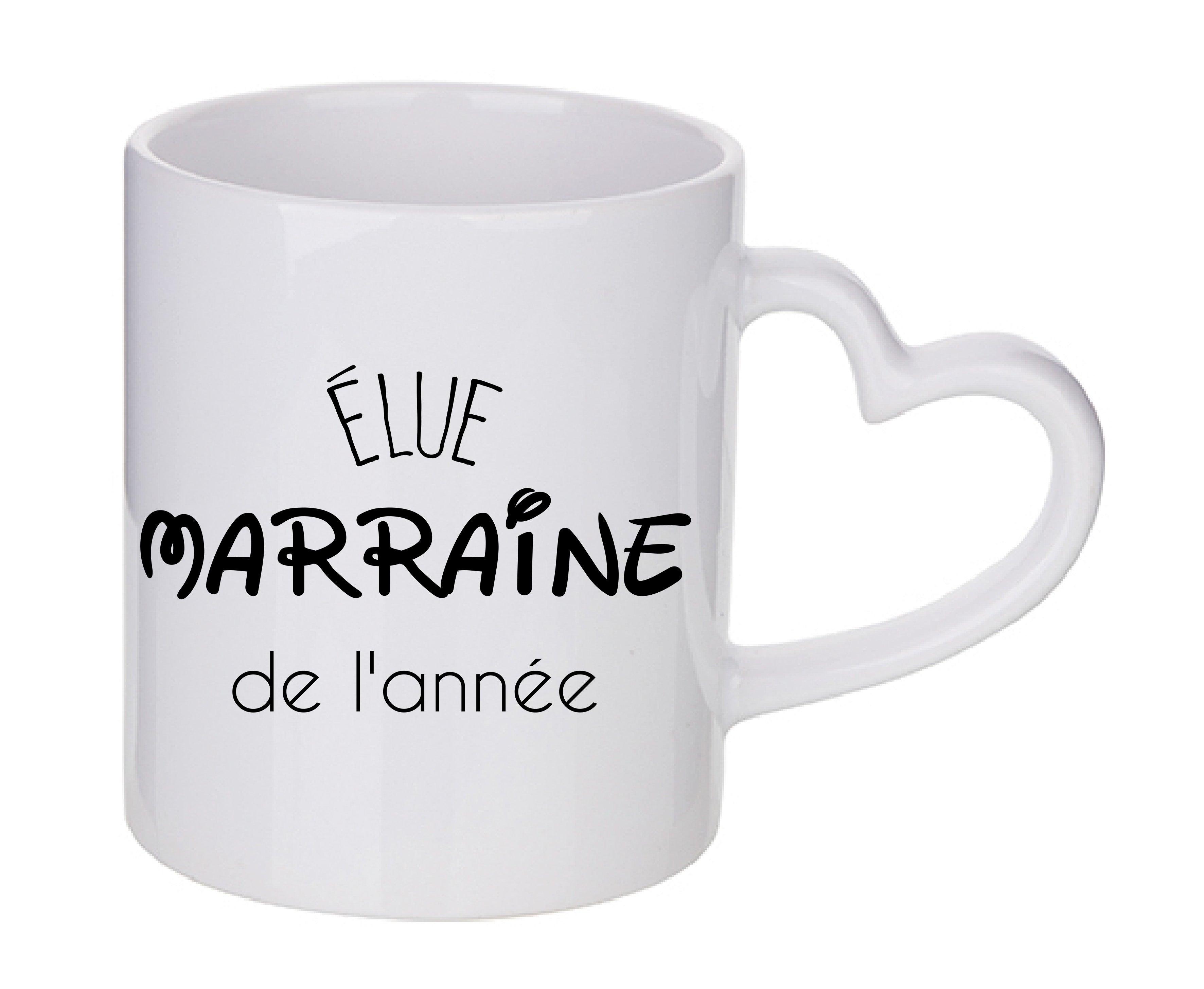 Mug coeur personnalisé Elue marraine de l'annee