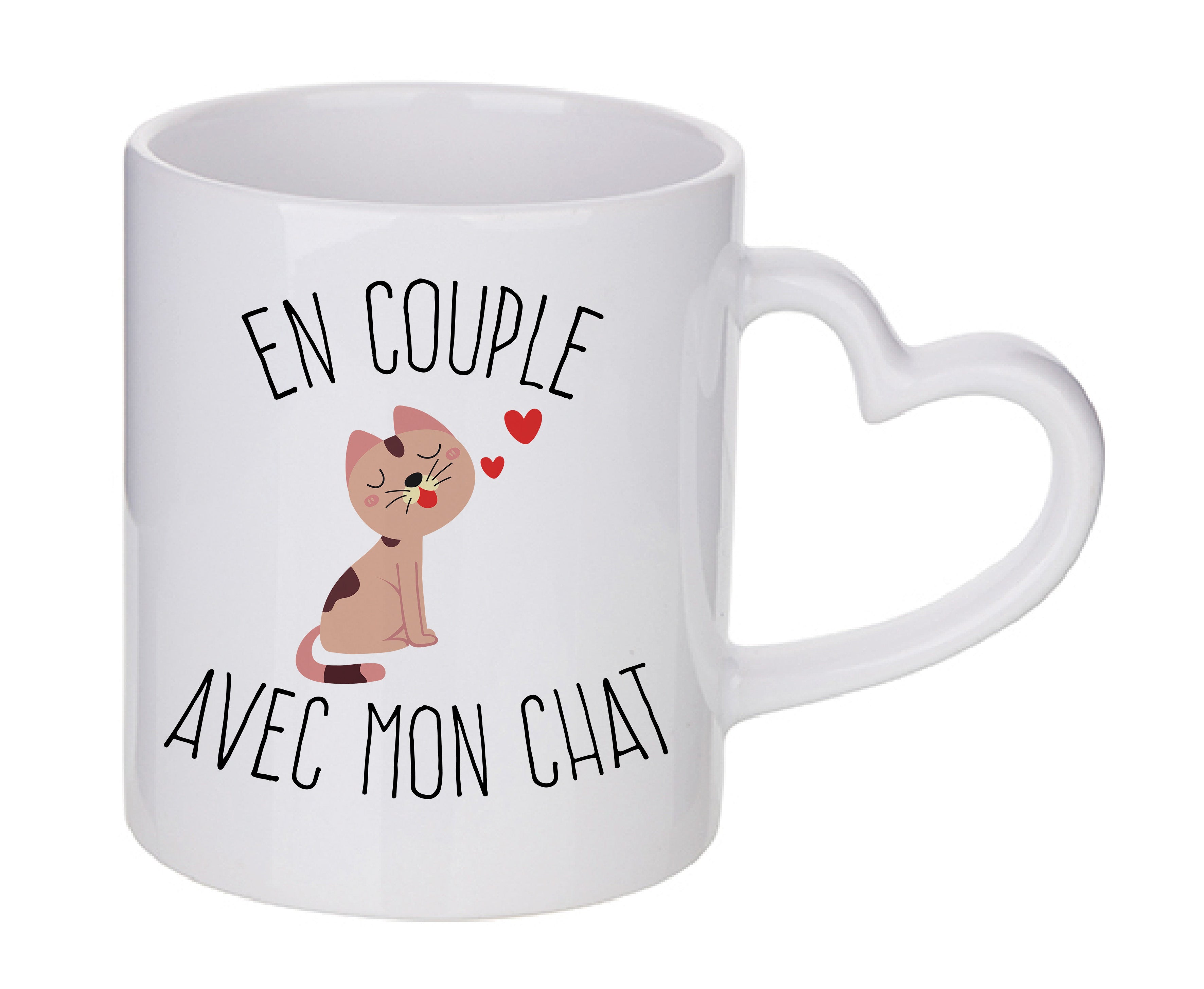 Mug coeur personnalisé En couple avec mon chat