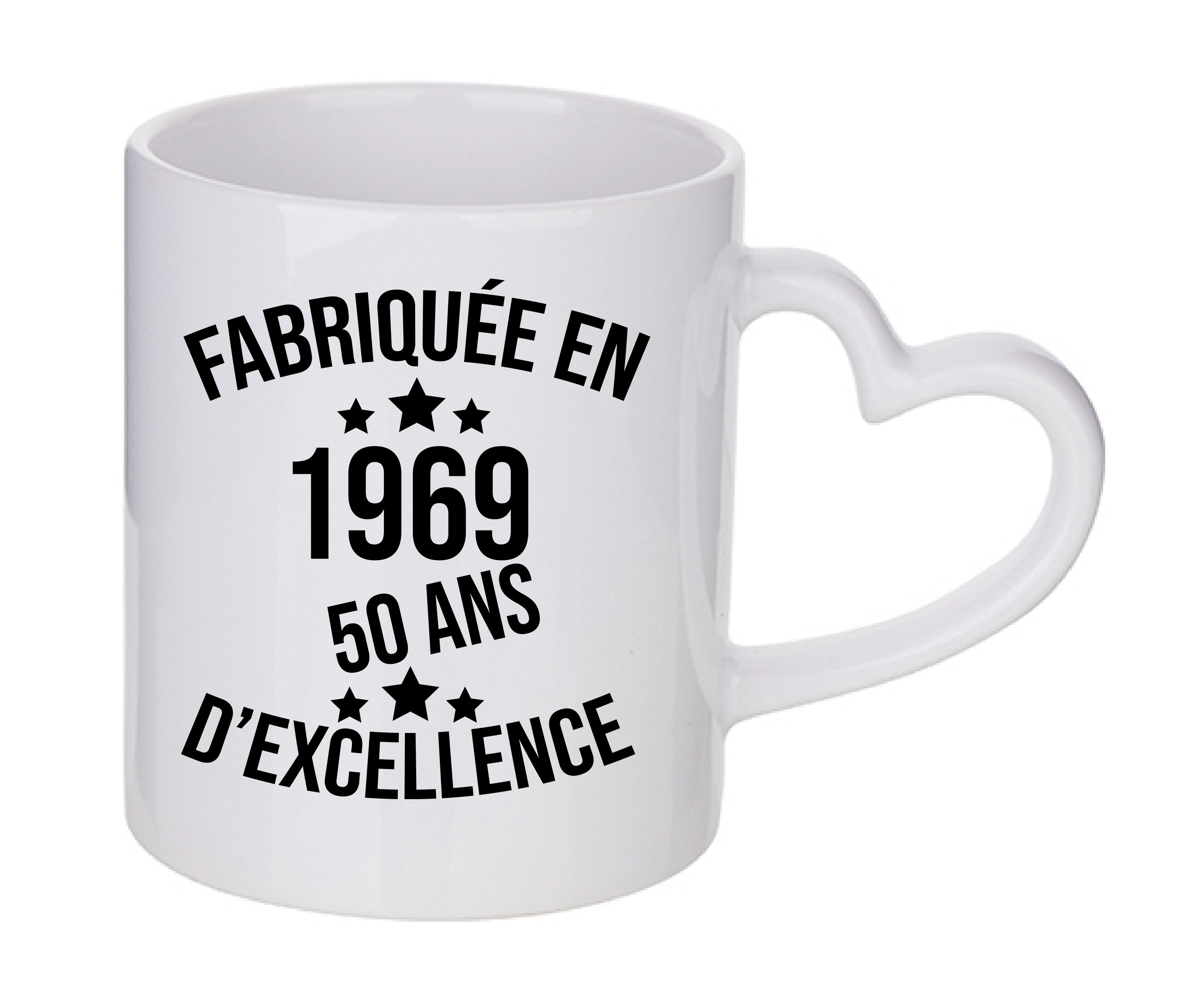 Mug coeur personnalisé Fabriquee en 1969