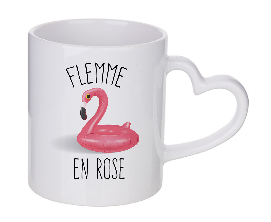 Mug coeur personnalisé Flemme en rose