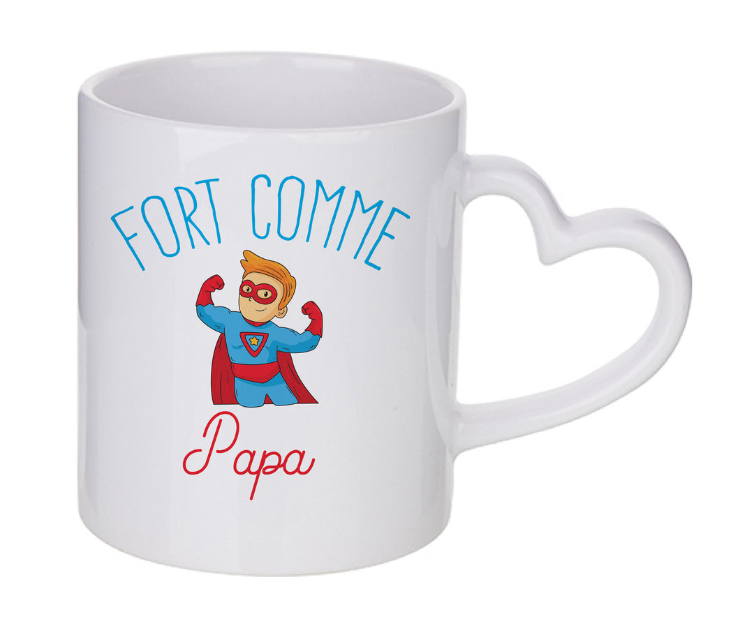 Mug coeur personnalisé Fort comme papa