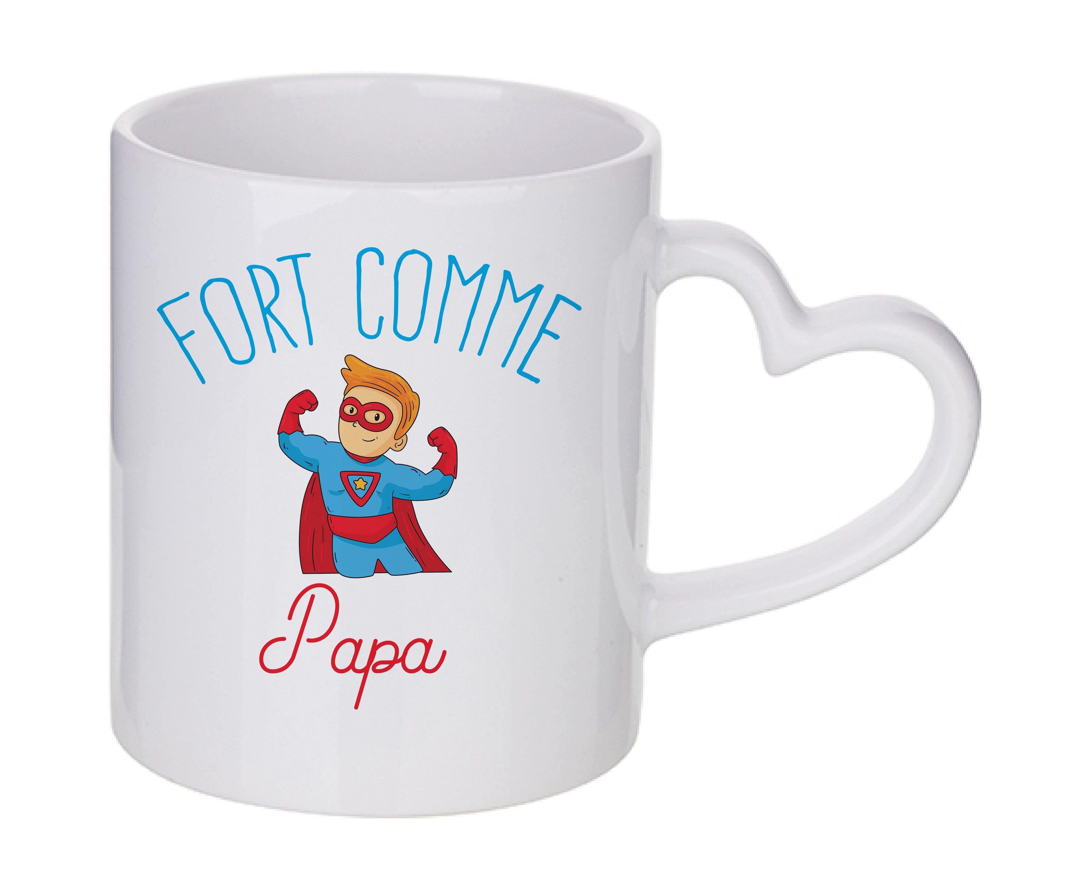 Mug coeur personnalisé Fort comme papa