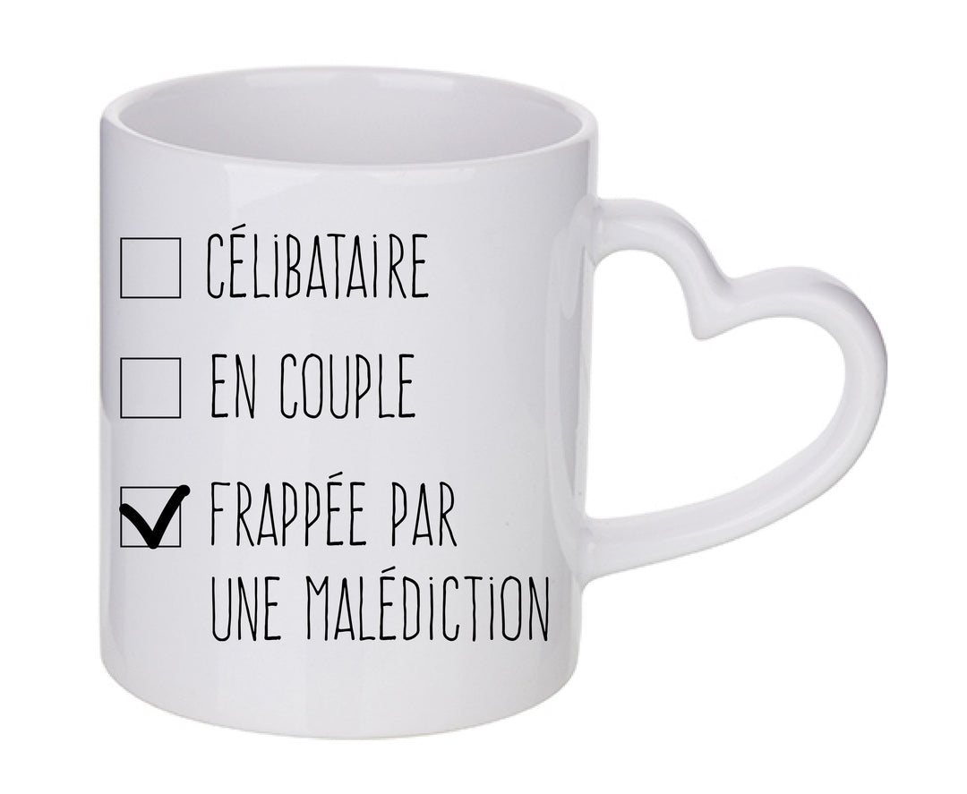 Mug coeur personnalisé Frappée par une malédiction