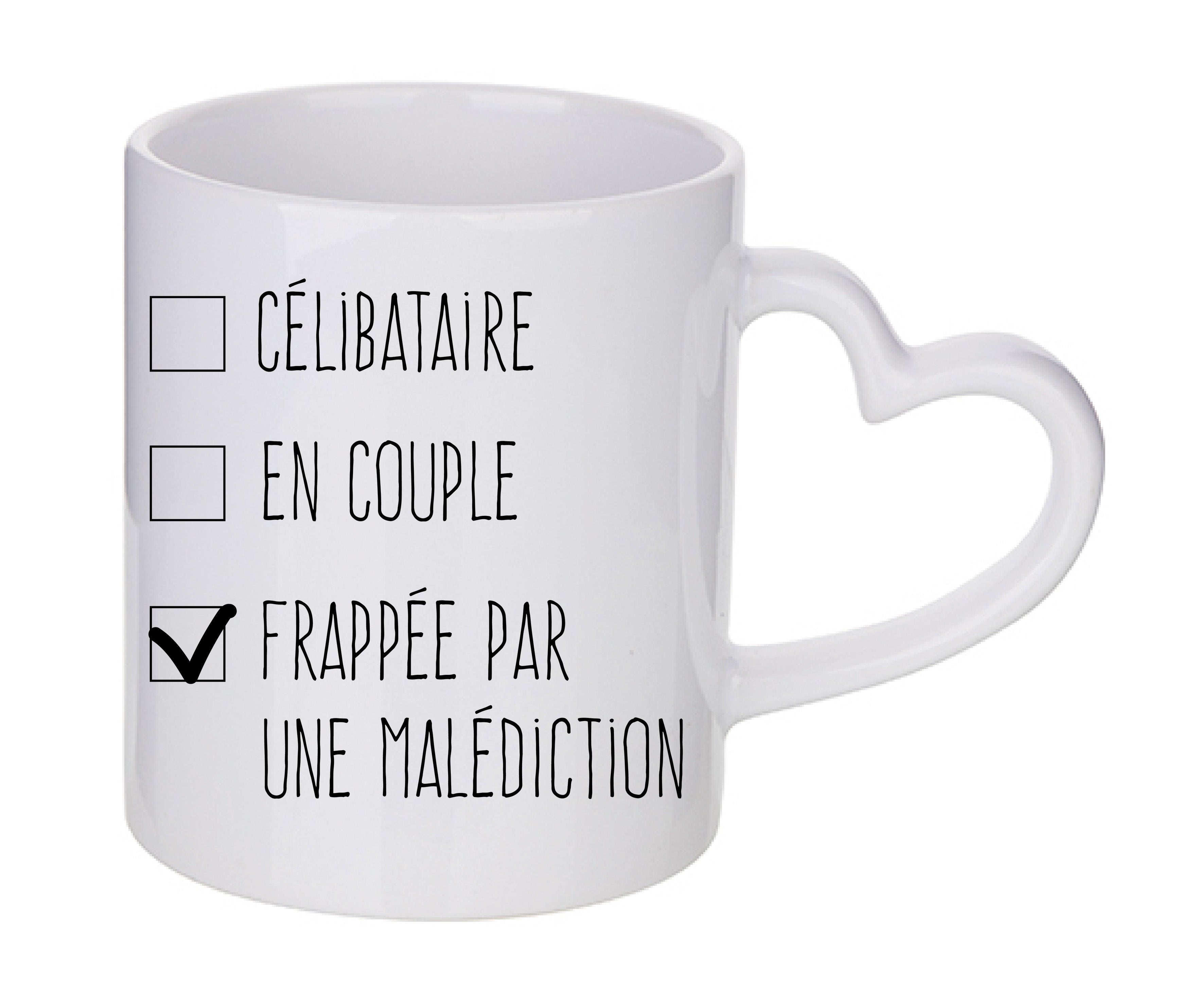 Mug coeur personnalisé Frappée par une malédiction