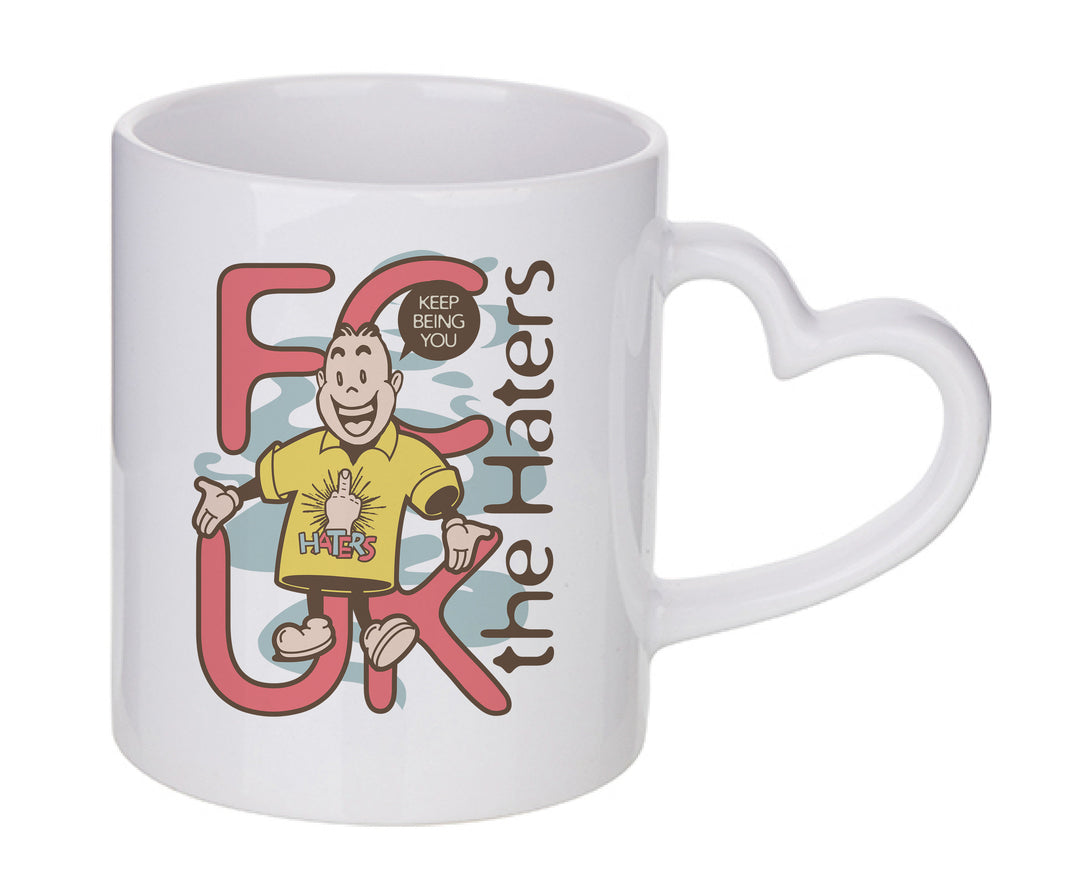 Mug coeur personnalisé Fuck the haters