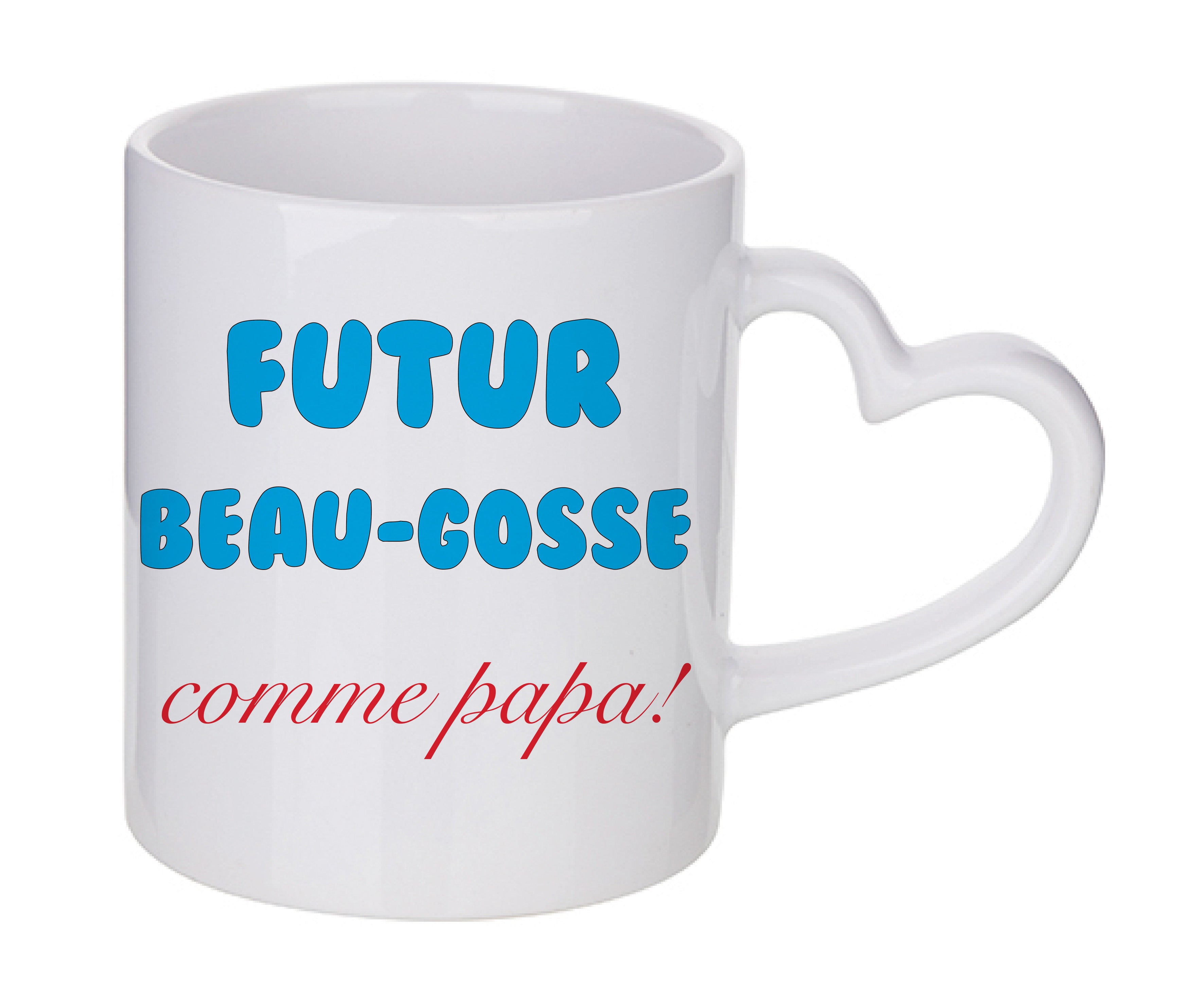 Mug coeur personnalisé Futur beau gosse comme papa