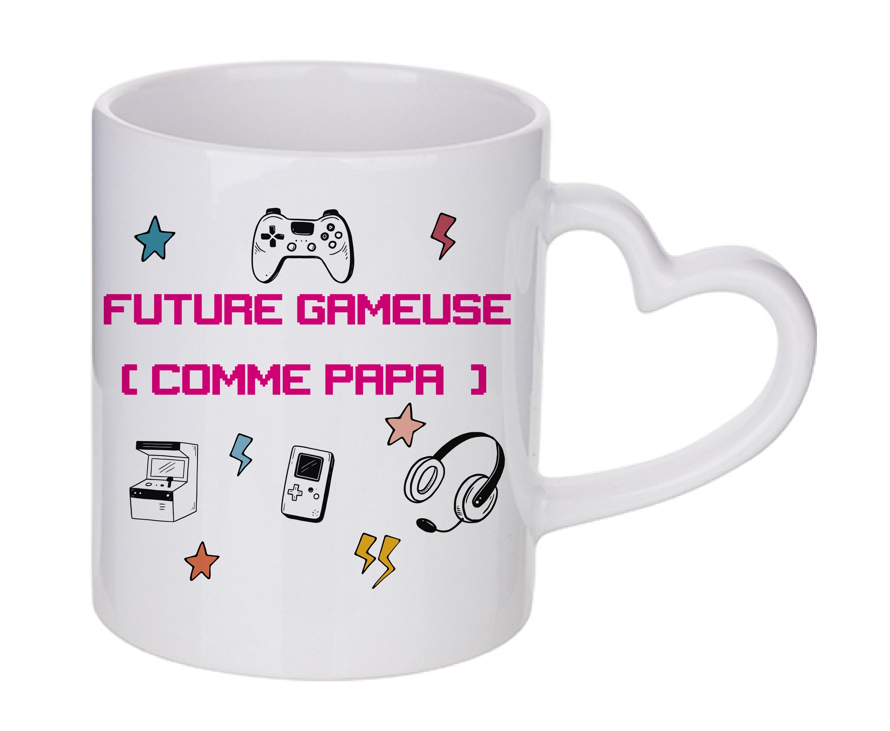 Mug coeur personnalisé Future gameuse comme papa