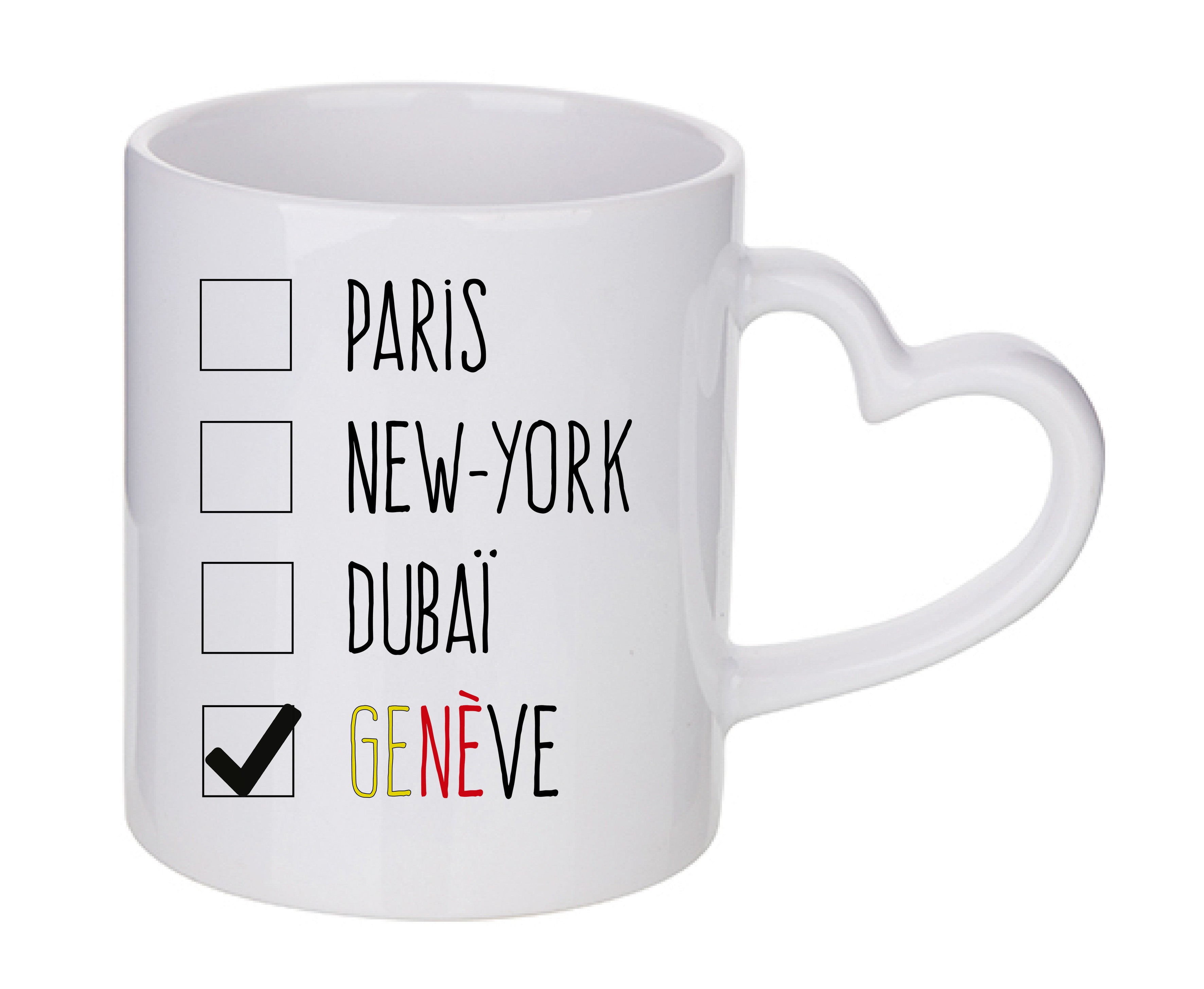 Mug coeur personnalisé Genève
