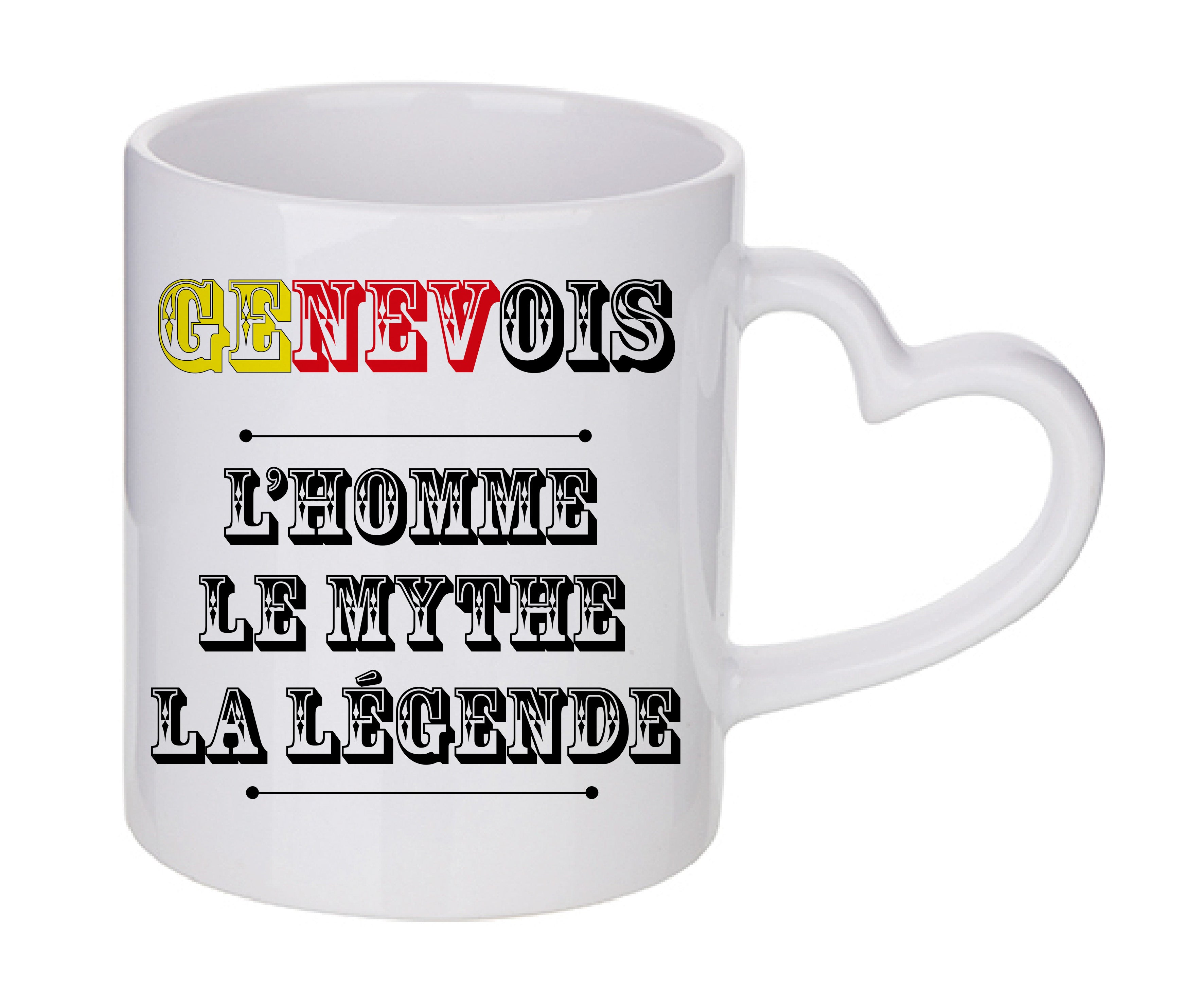Mug coeur personnalisé Genevois l'homme le mythe la légende