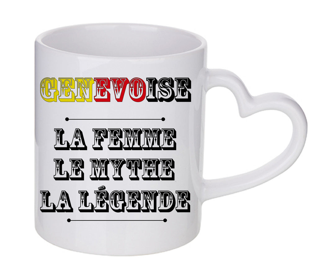 Mug coeur personnalisé Genevoise la femme le mythe la légende