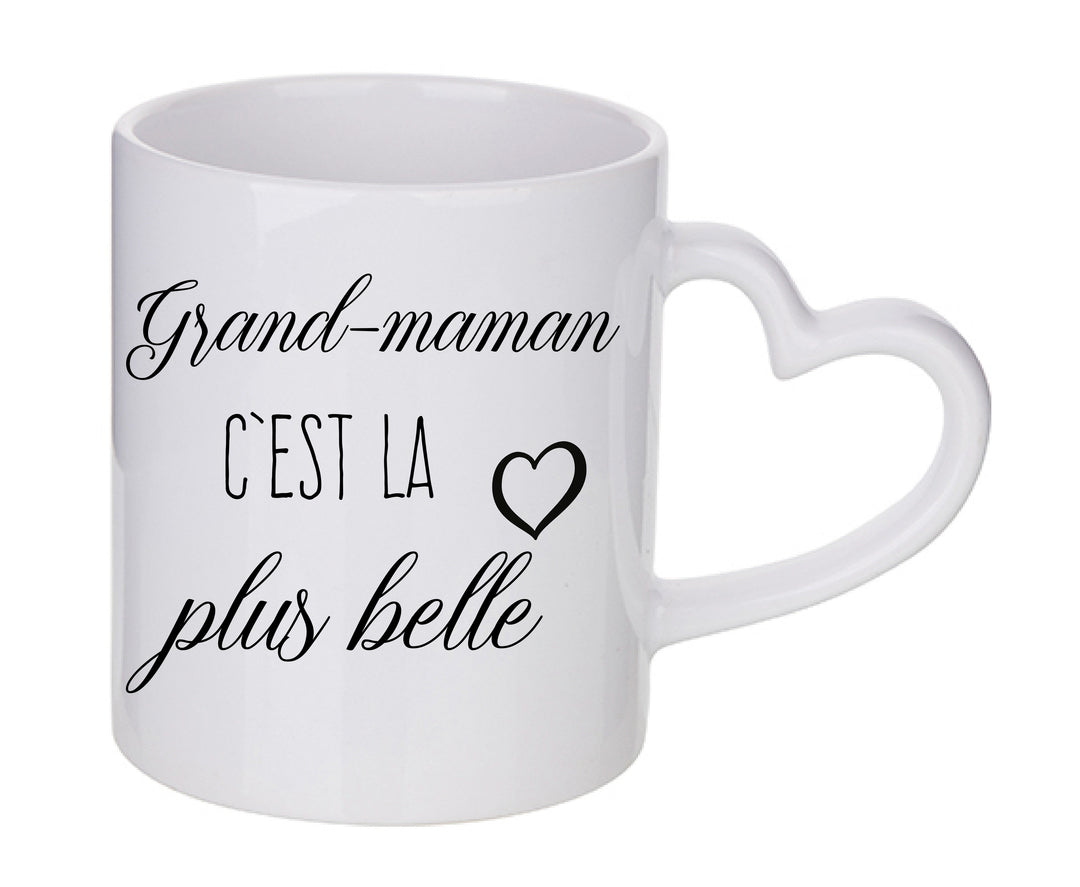 Mug coeur personnalisé Grand maman c'est la plus belle
