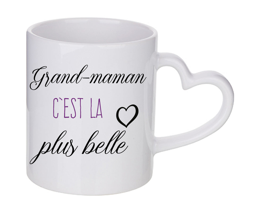 Mug coeur personnalisé Grand maman c'est la plus belle 2