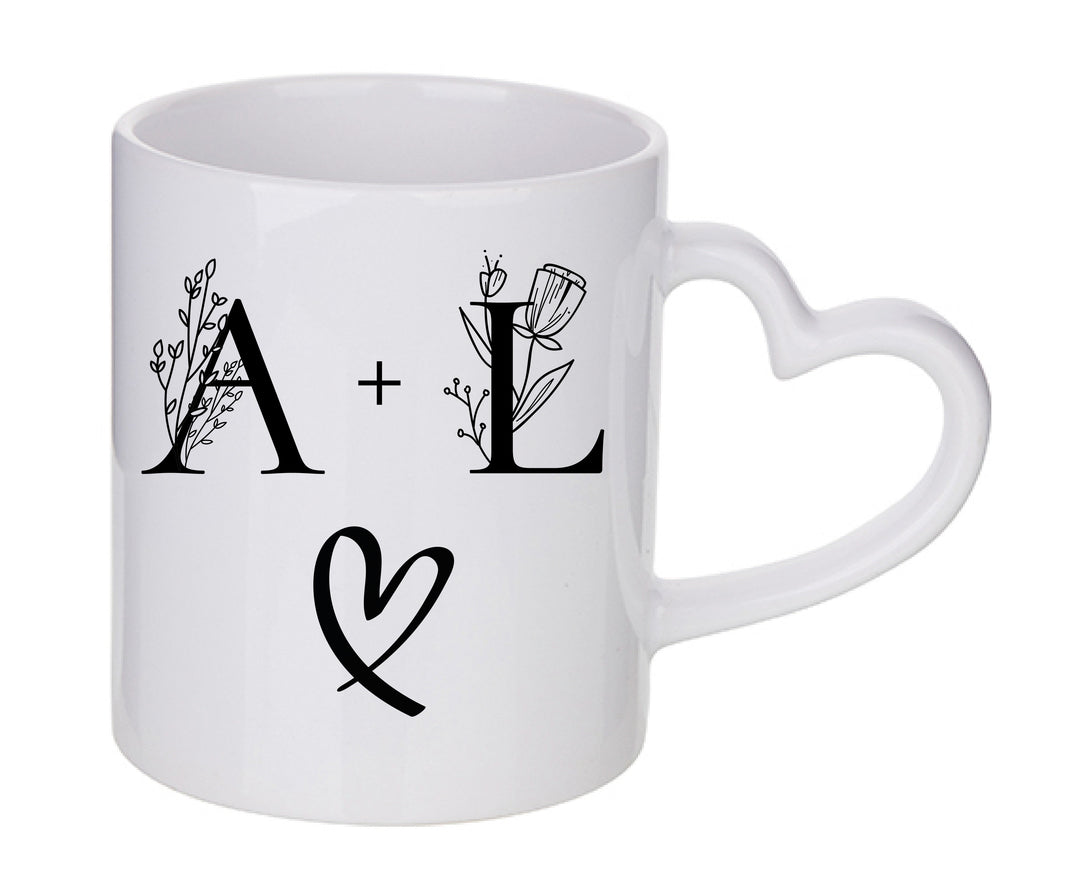 Mug coeur personnalisé Initiales et coeur