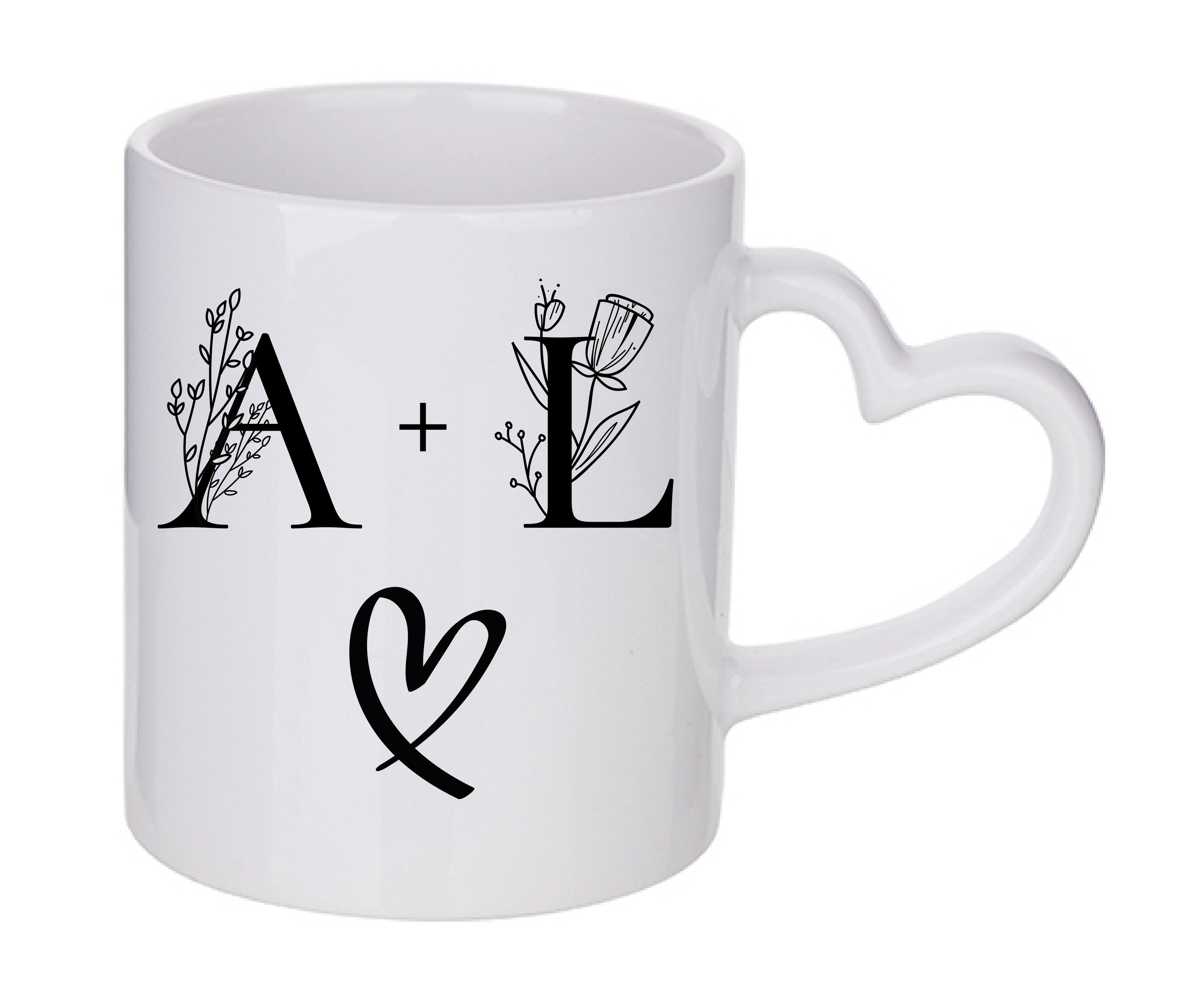 Mug coeur personnalisé Initiales et coeur