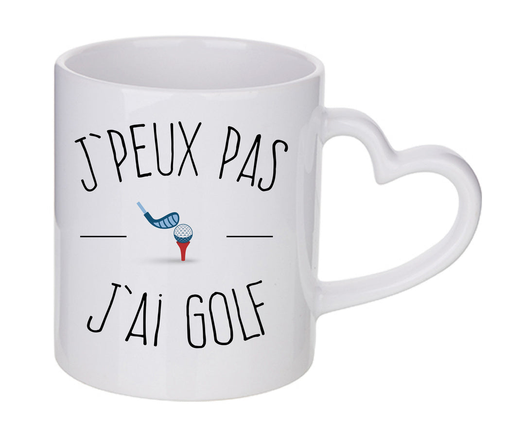 Mug coeur personnalisé J'PEUX PAS J'AI GOLF