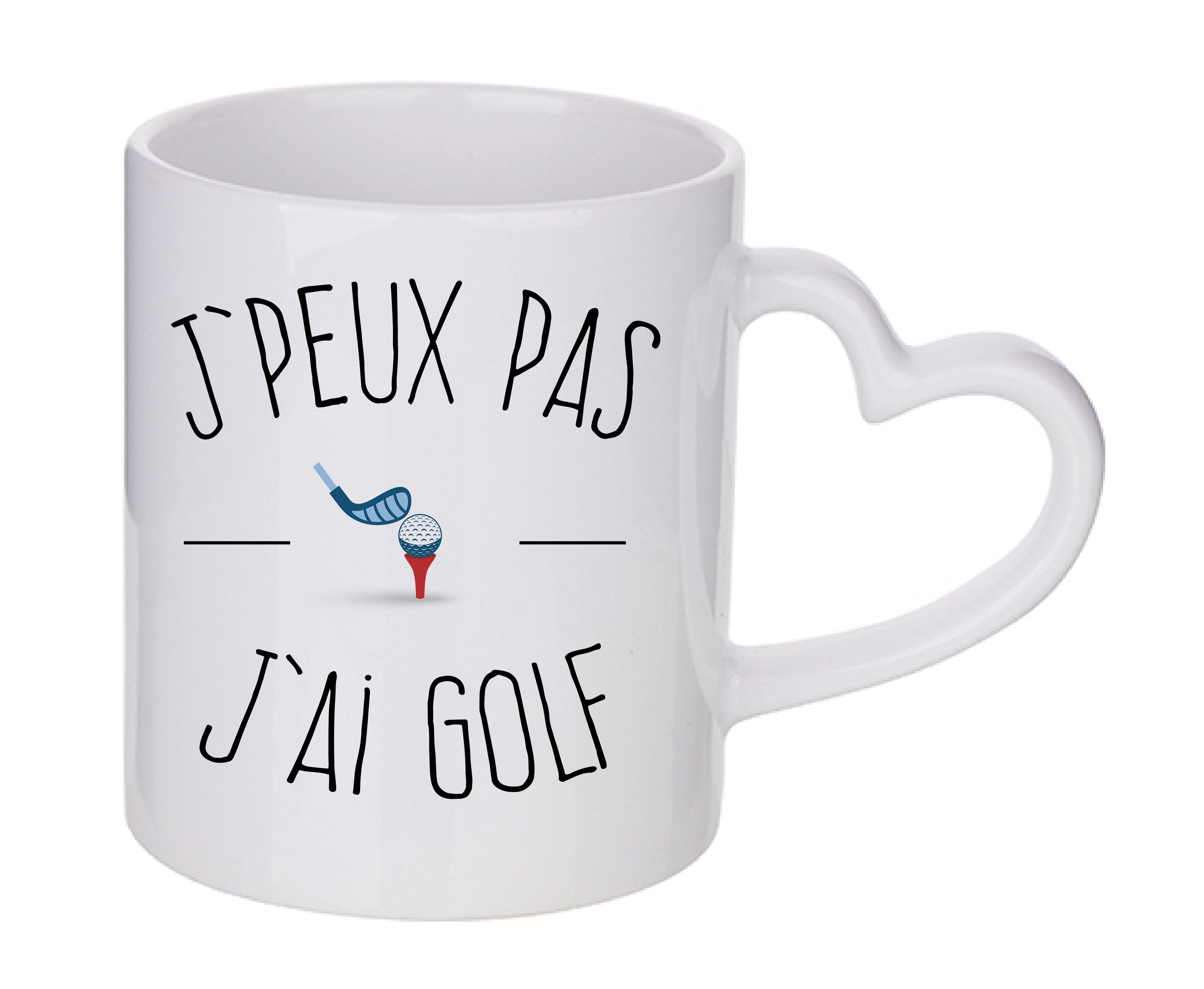 Mug coeur personnalisé J'PEUX PAS J'AI GOLF