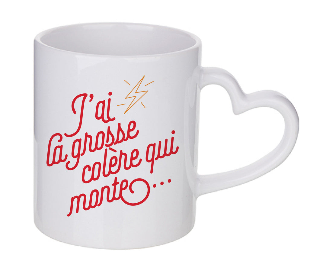 Mug coeur personnalisé J'ai la grosse colère qui monte