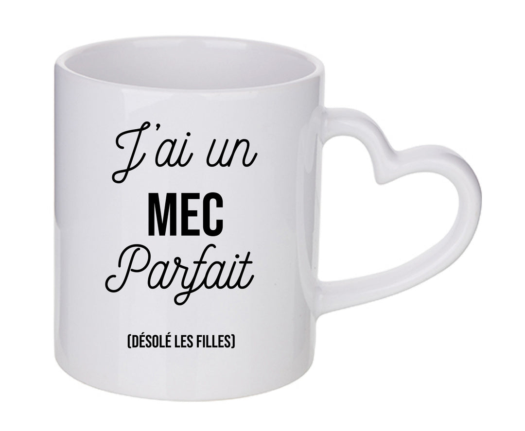 Mug coeur personnalisé J'ai un mec parfait