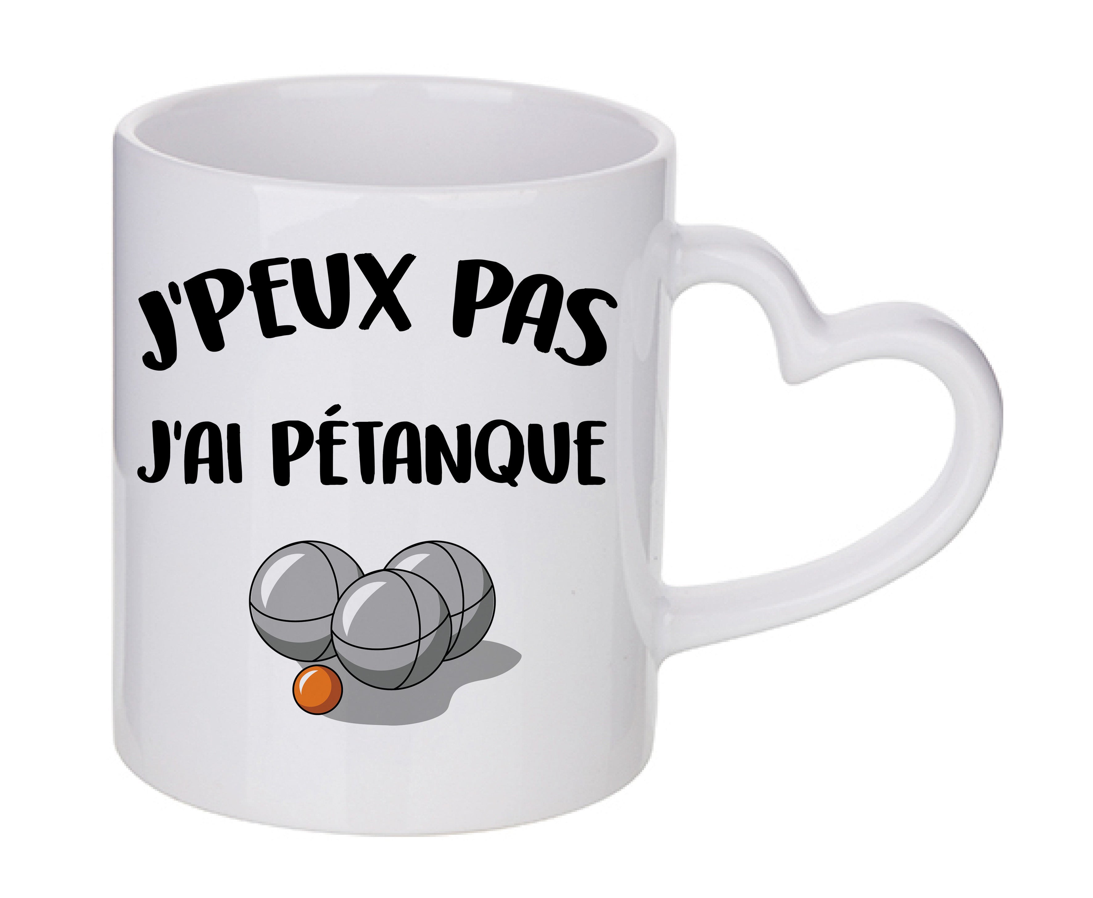 Mug coeur personnalisé J'peux pas j'ai pétanque