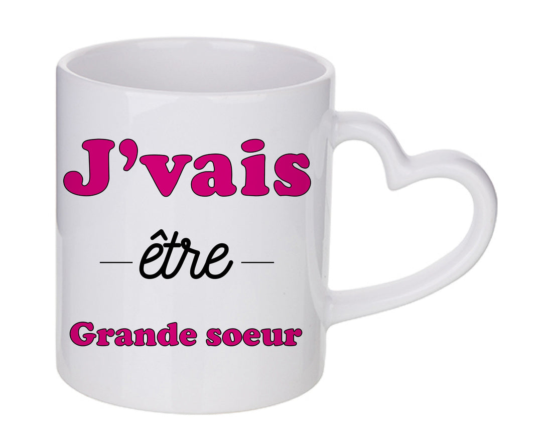 Mug coeur personnalisé J'vais etre grande soeur