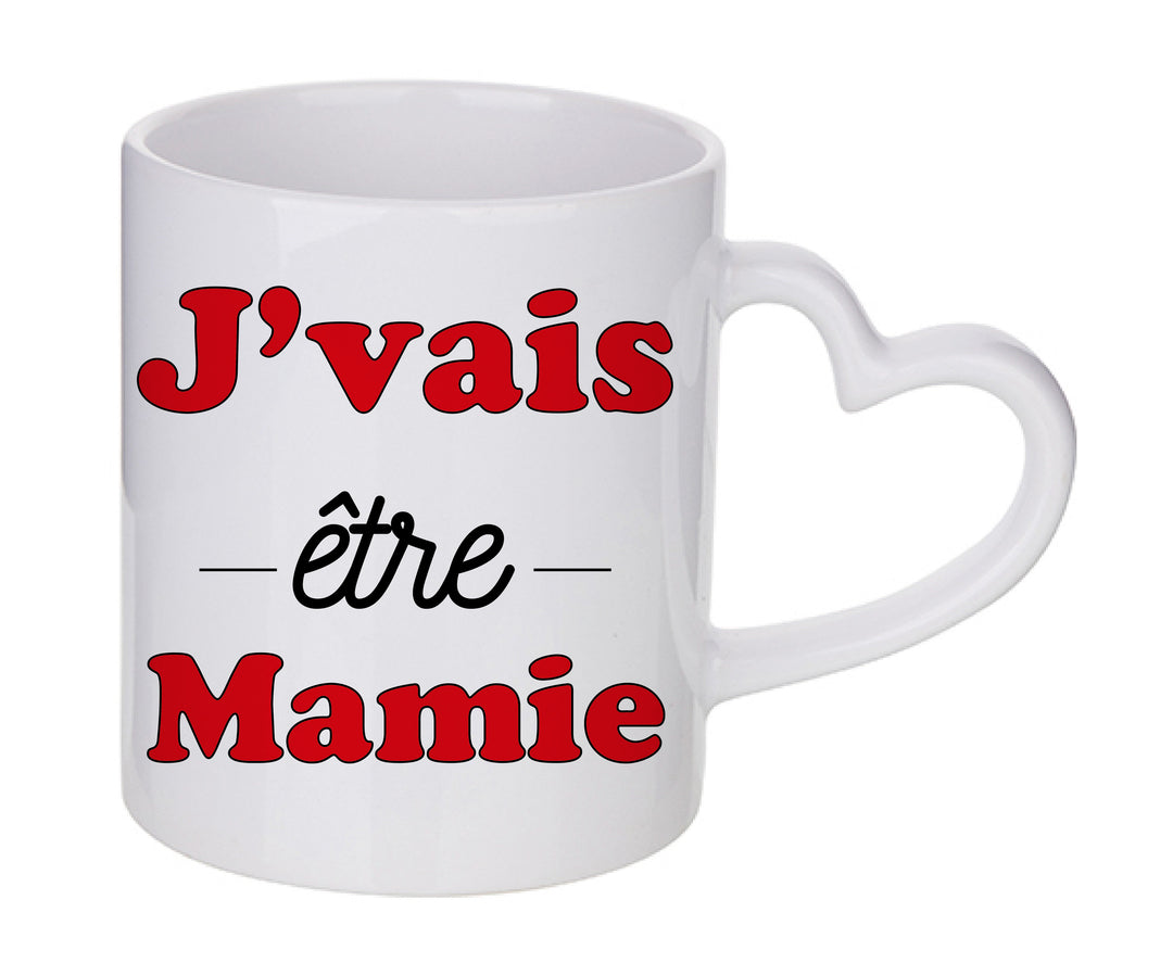 Mug coeur personnalisé J'vais etre mamie