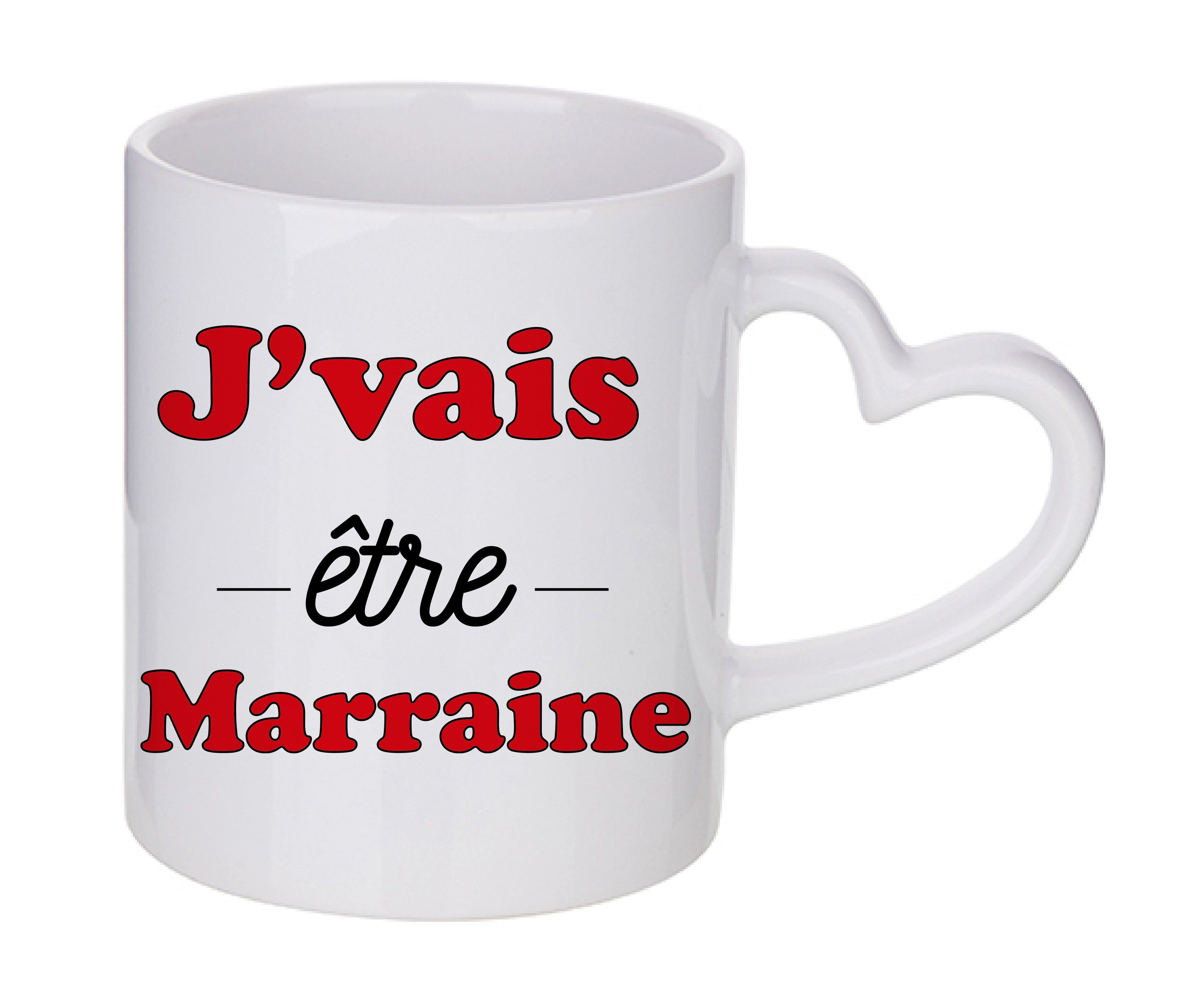 Mug coeur personnalisé J'vais etre maraine