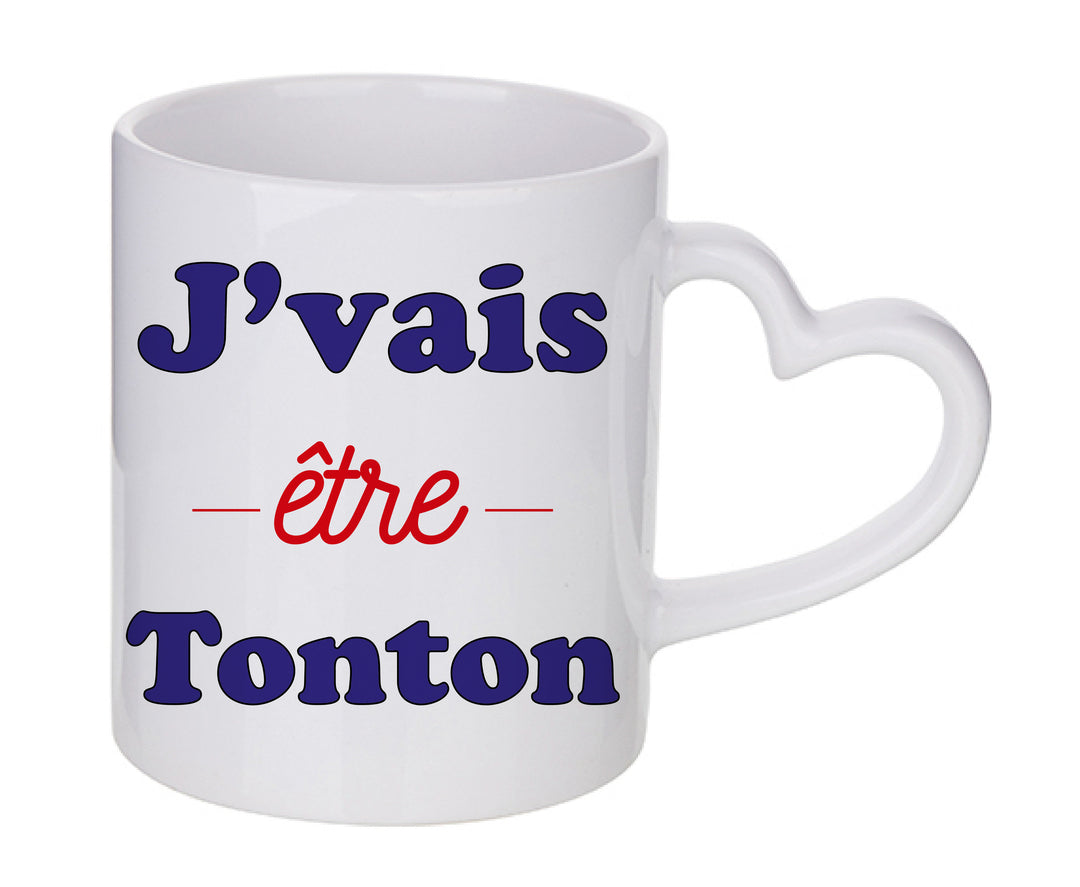 Mug coeur personnalisé J'vais etre tonton