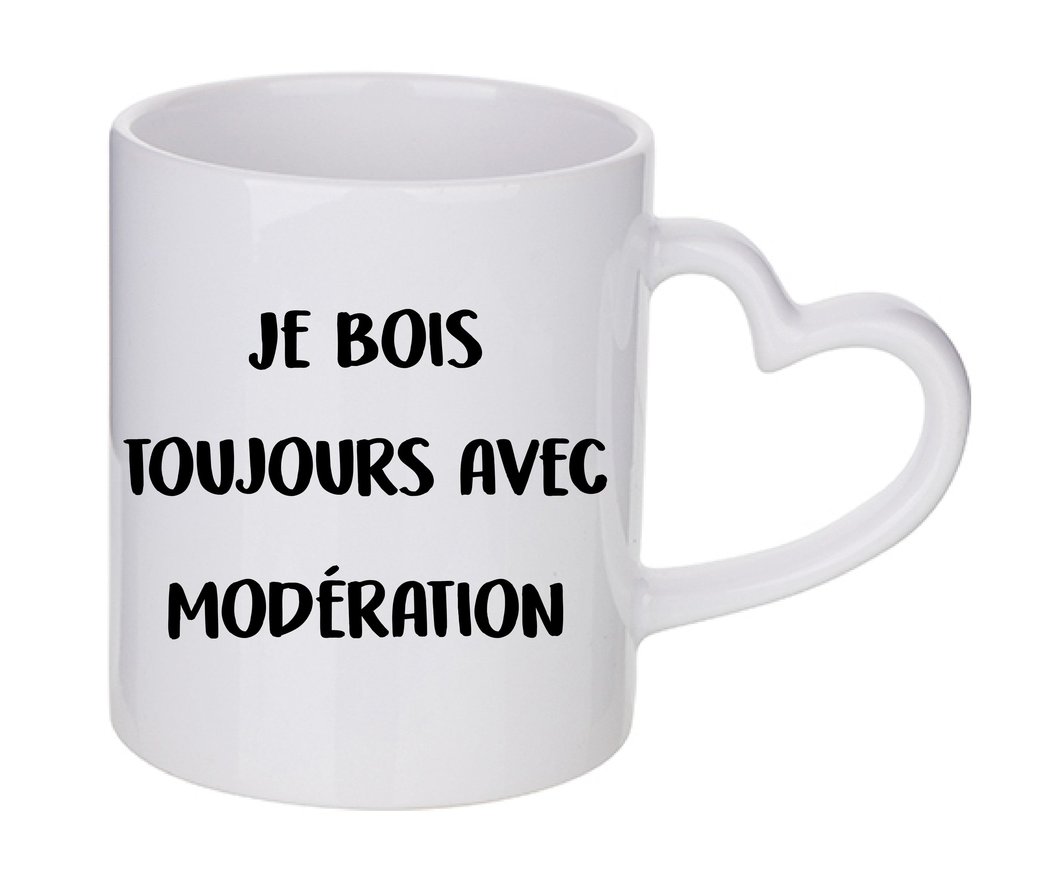 Mug coeur personnalisé Je bois toujours avec modération