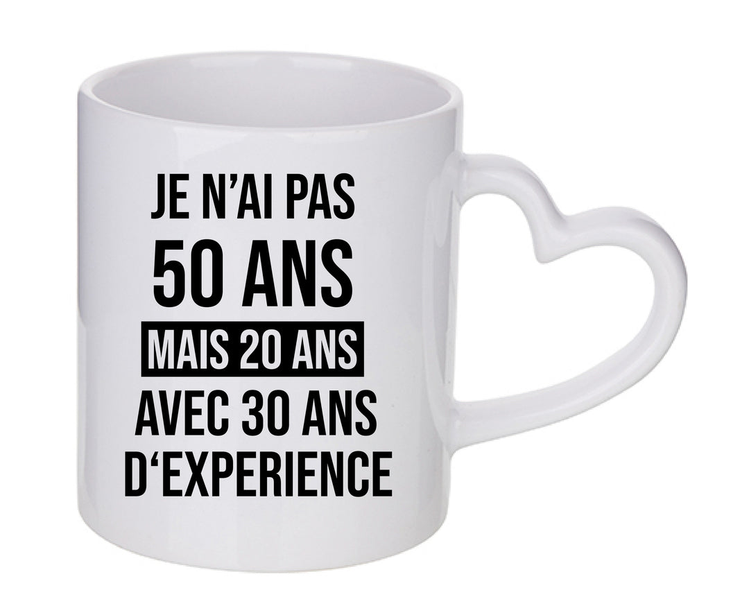 Mug coeur personnalisé Je n'ai pas 50 ans