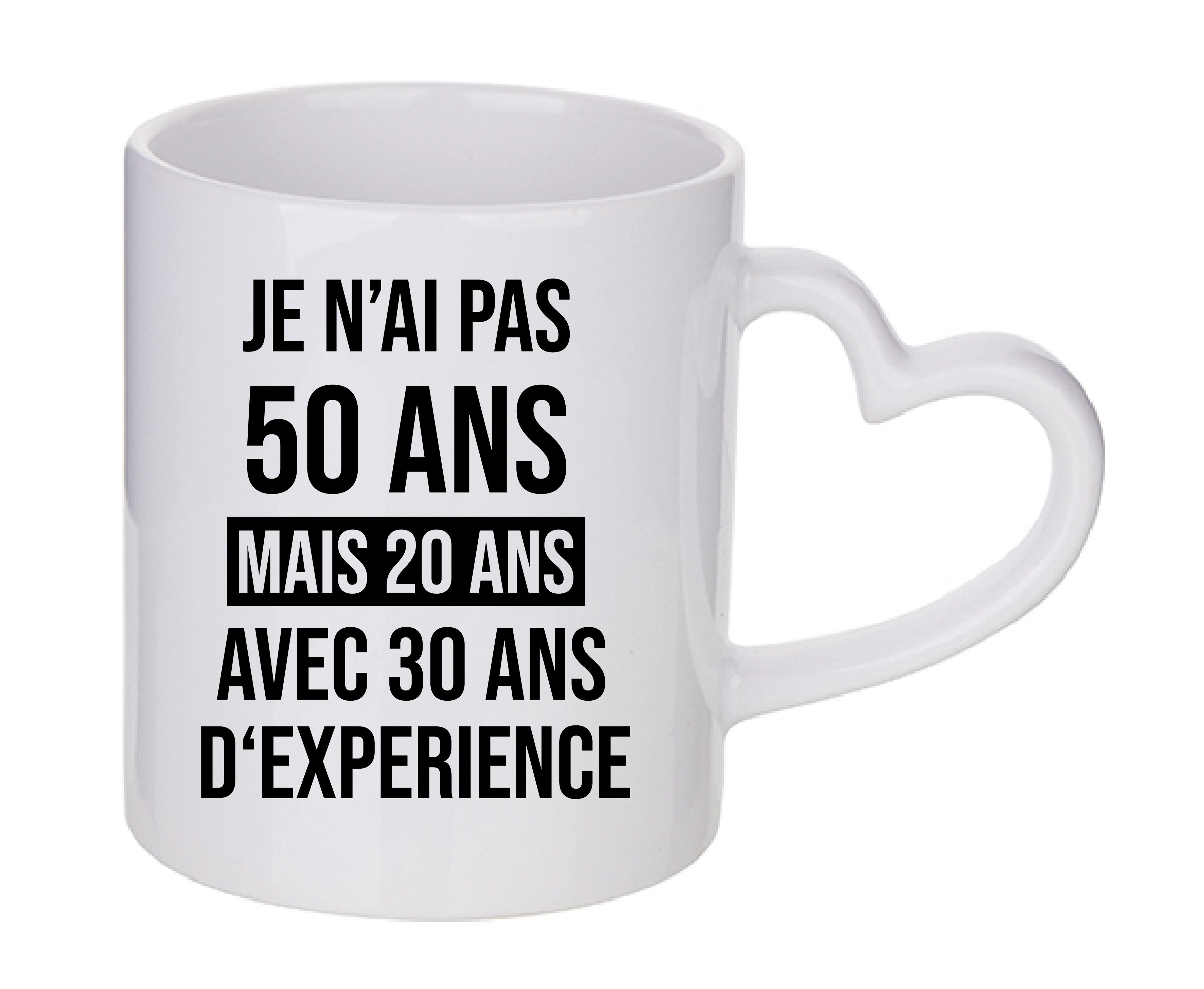 Mug coeur personnalisé Je n'ai pas 50 ans