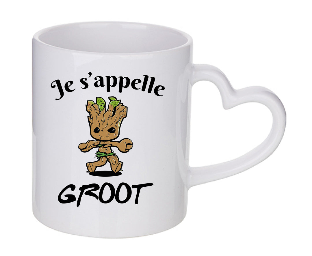 Mug coeur personnalisé Je s'appelle Groot