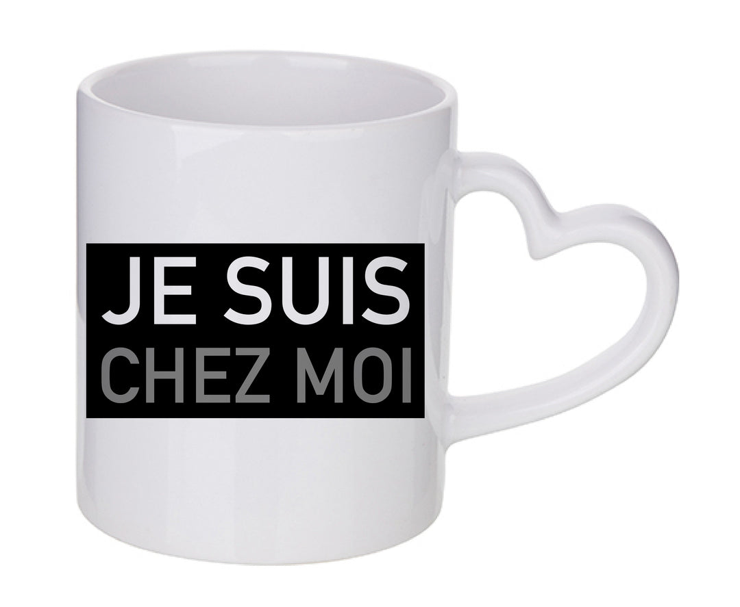 Mug coeur personnalisé Je suis chez moi