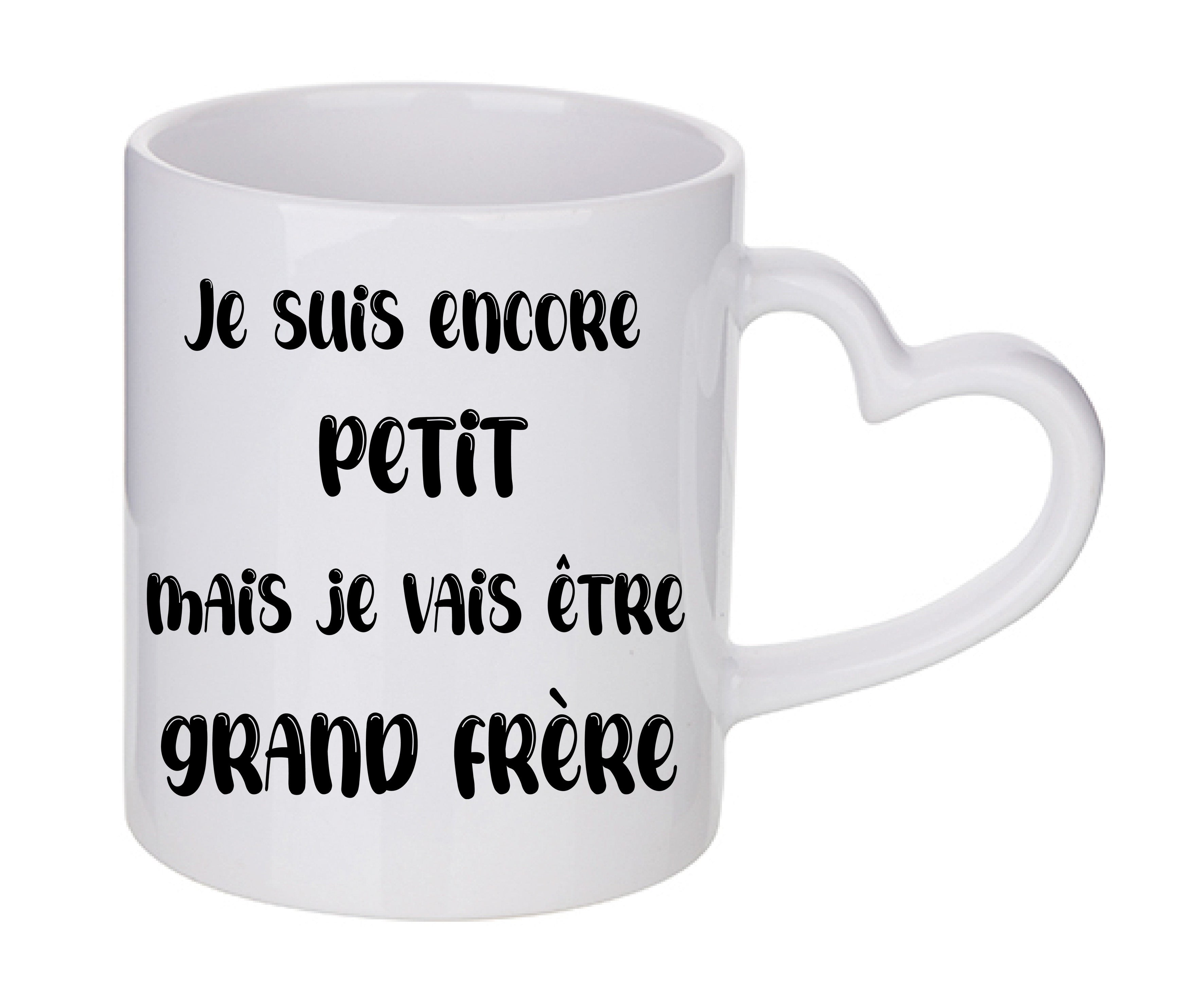 Mug coeur personnalisé Je suis encore petit mais je vais être grand frère