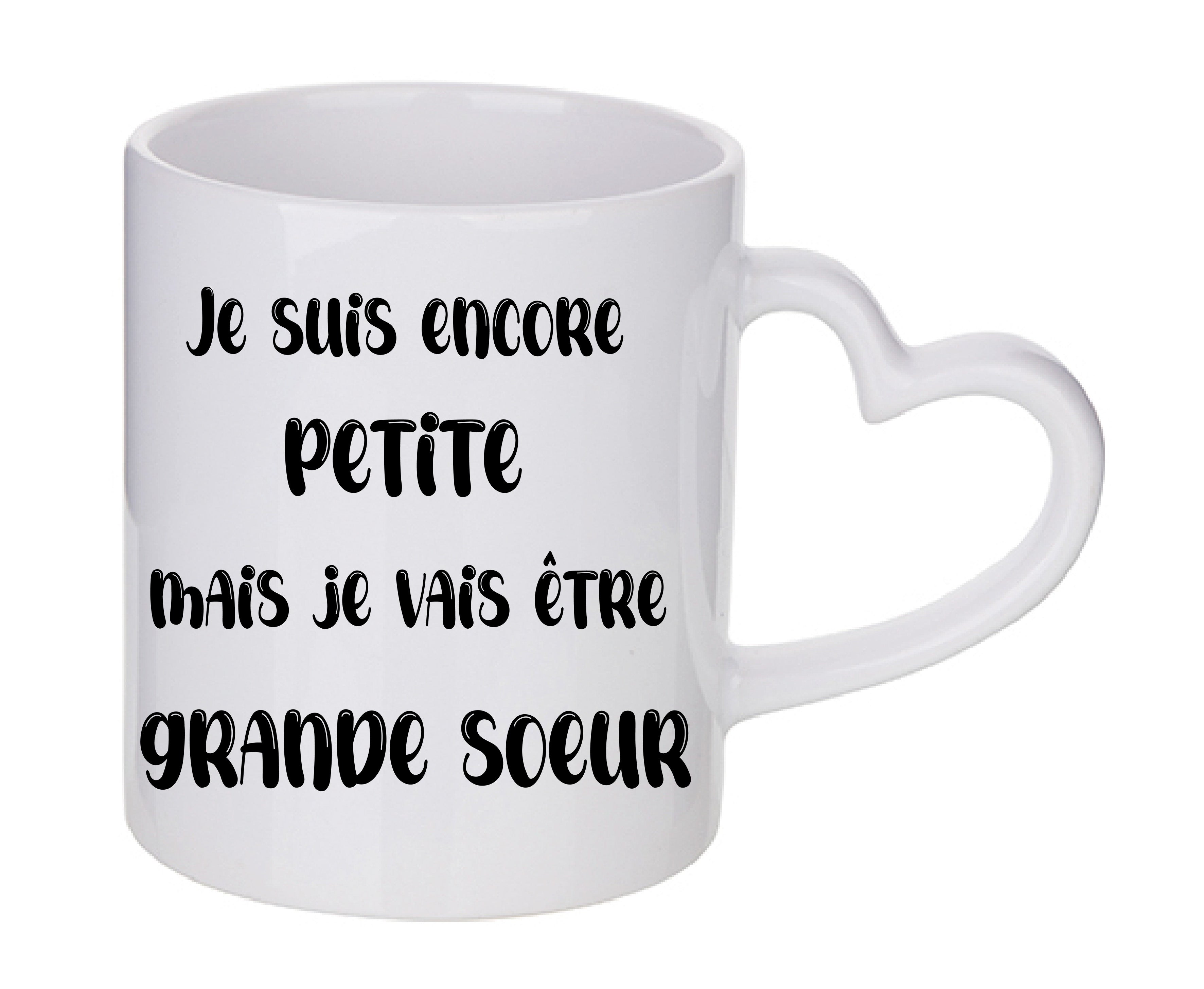 Mug coeur personnalisé Je suis encore petite mais je vais être grande soeur