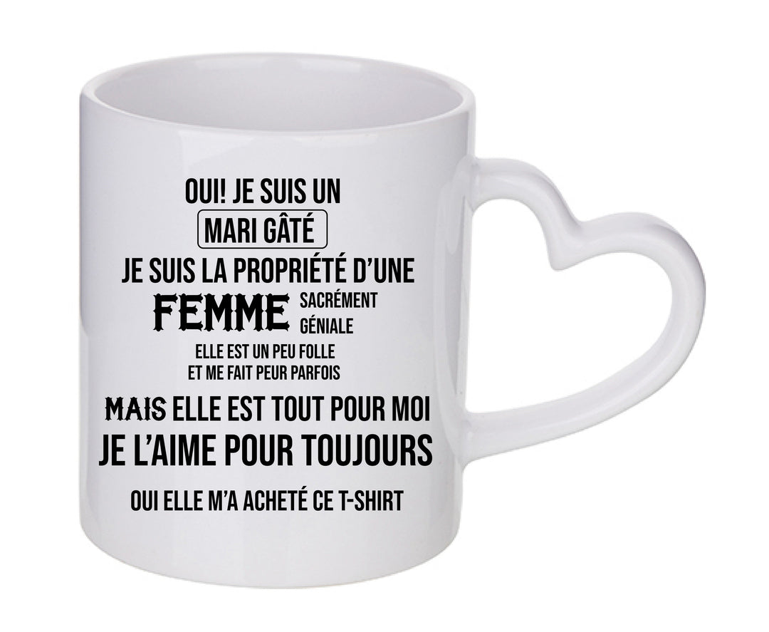 Mug coeur personnalisé Je suis un mari gate