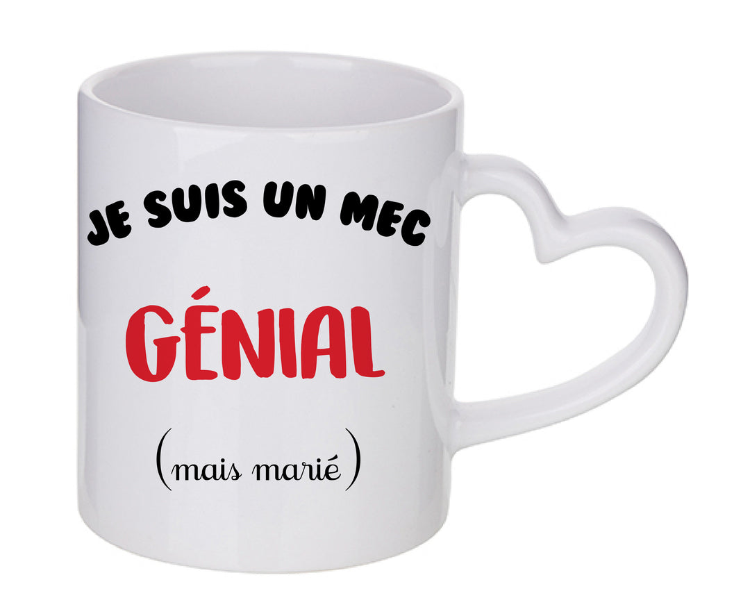 Mug coeur personnalisé Je suis un mec genial mais marié