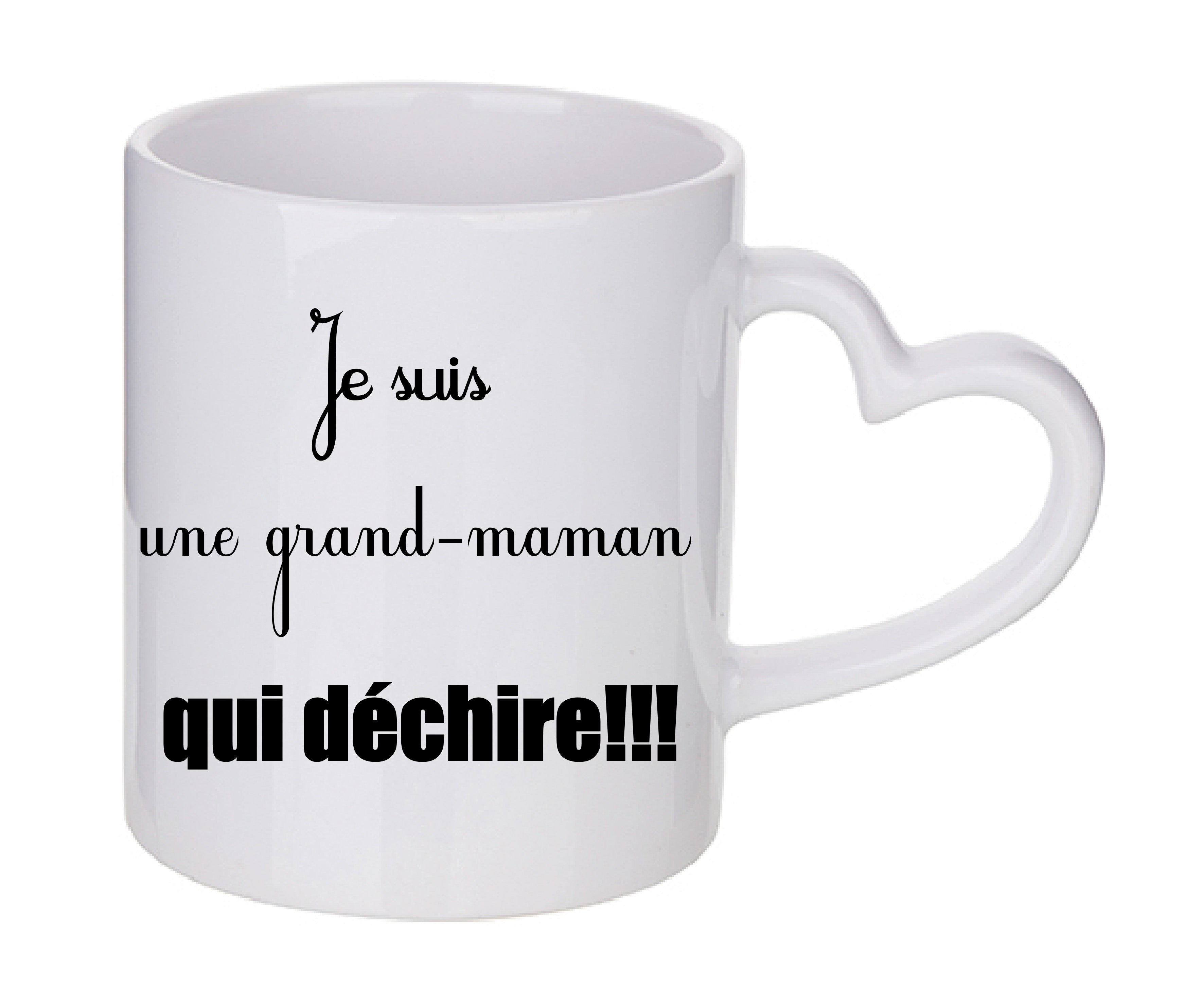 Mug coeur personnalisé Je suis une grand-maman qui dechire
