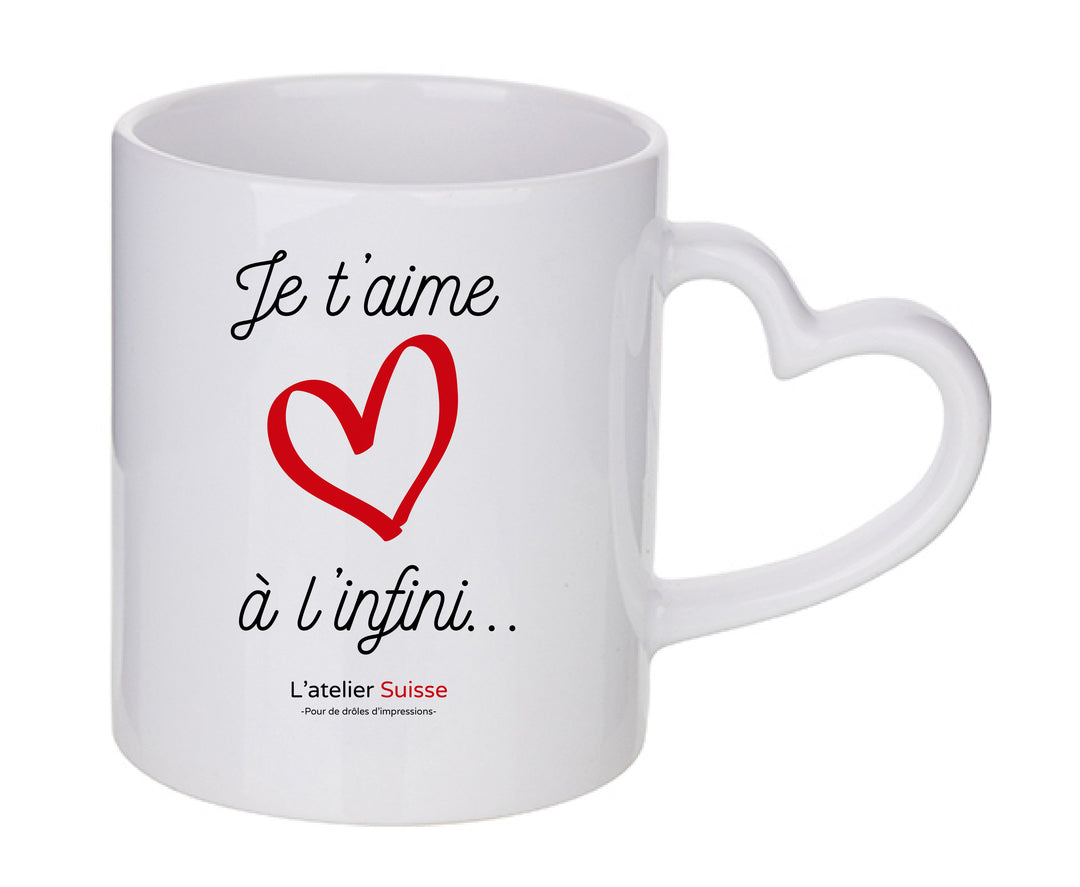 Mug coeur personnalisé Je t'aime à l'infini