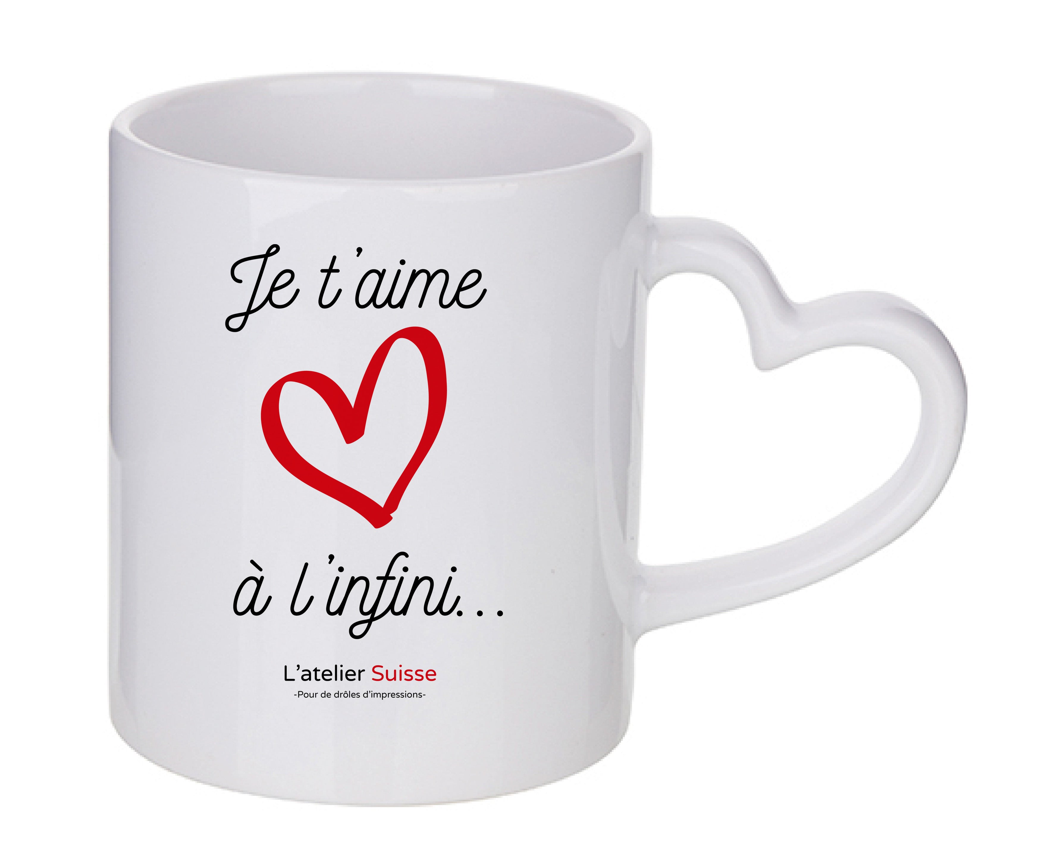 Mug coeur personnalisé Je t'aime à l'infini