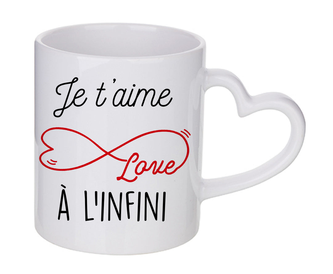 Mug coeur personnalisé Je t'aime à l'infini V2