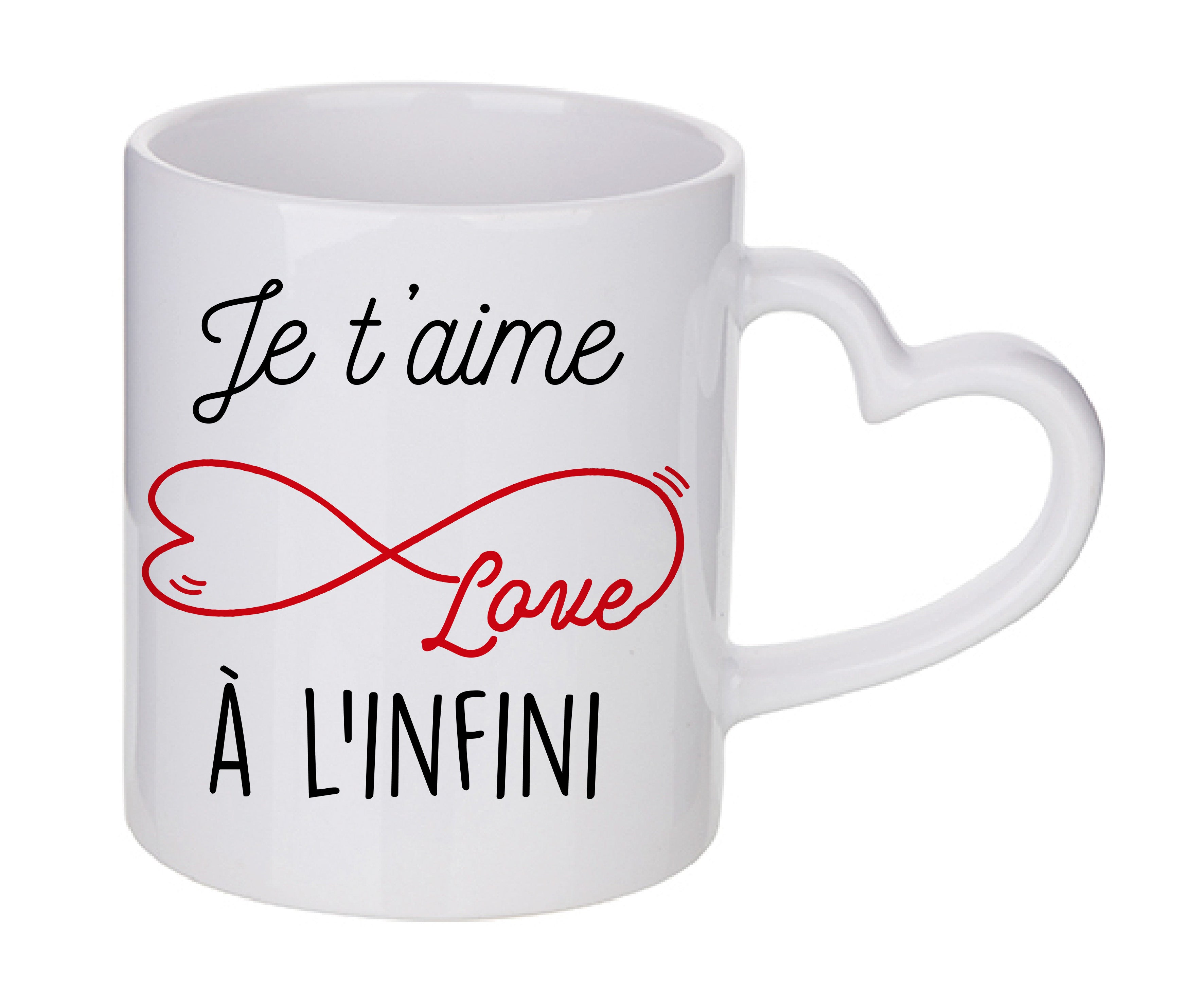 Mug coeur personnalisé Je t'aime à l'infini V2