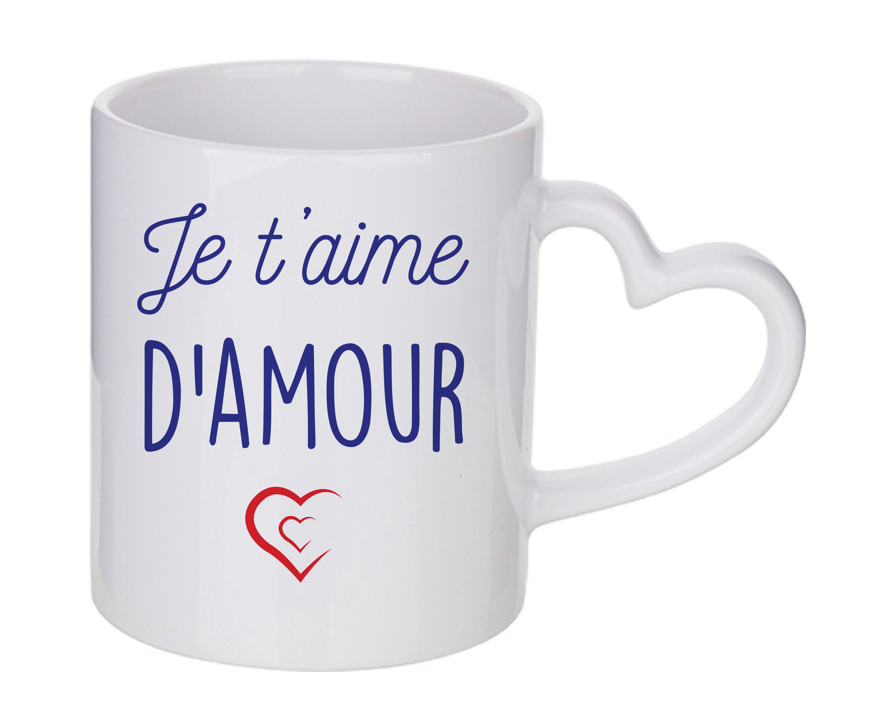 Mug coeur personnalisé Je t'aime d'amour