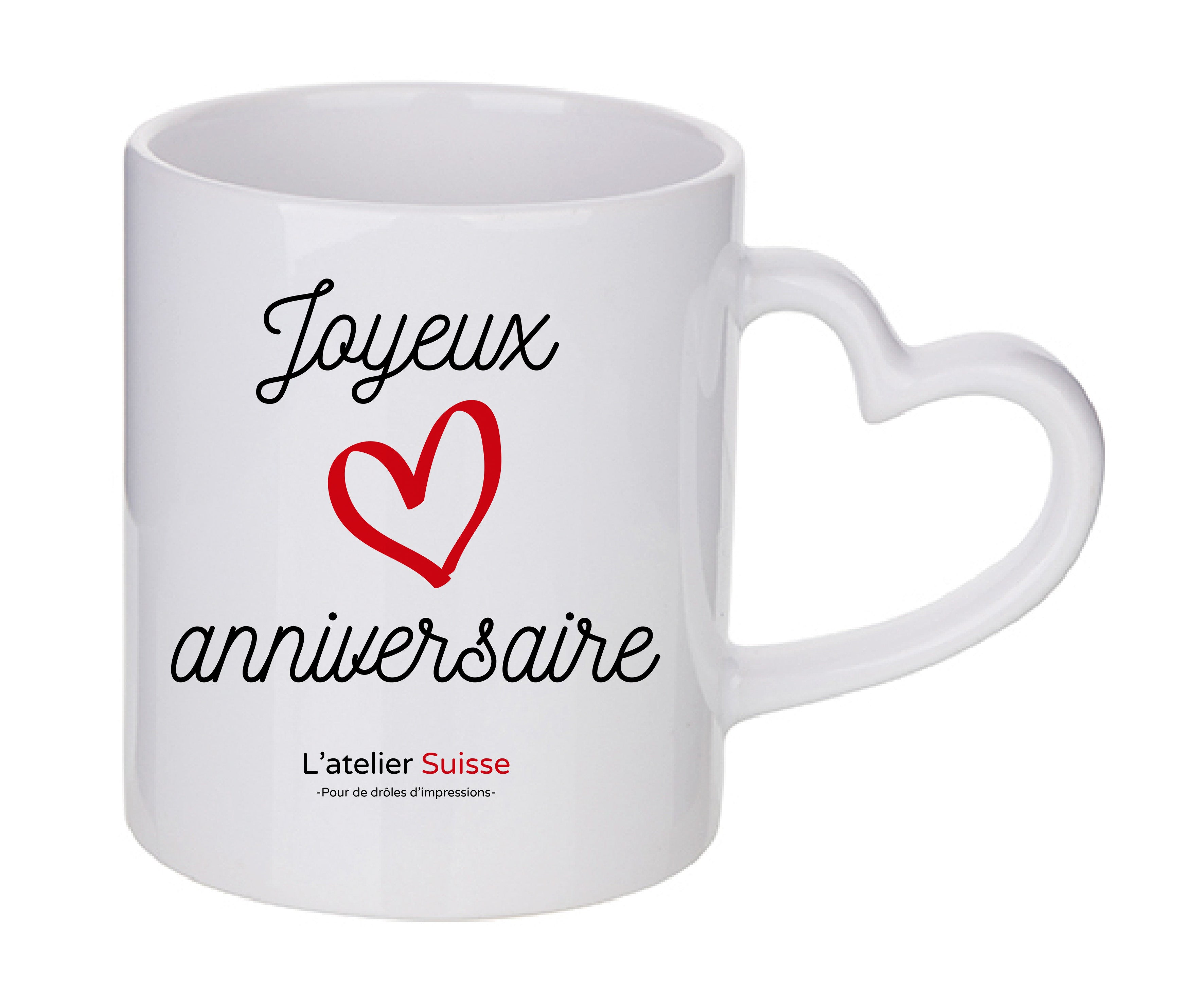 Mug coeur personnalisé Joyeux anniversaire