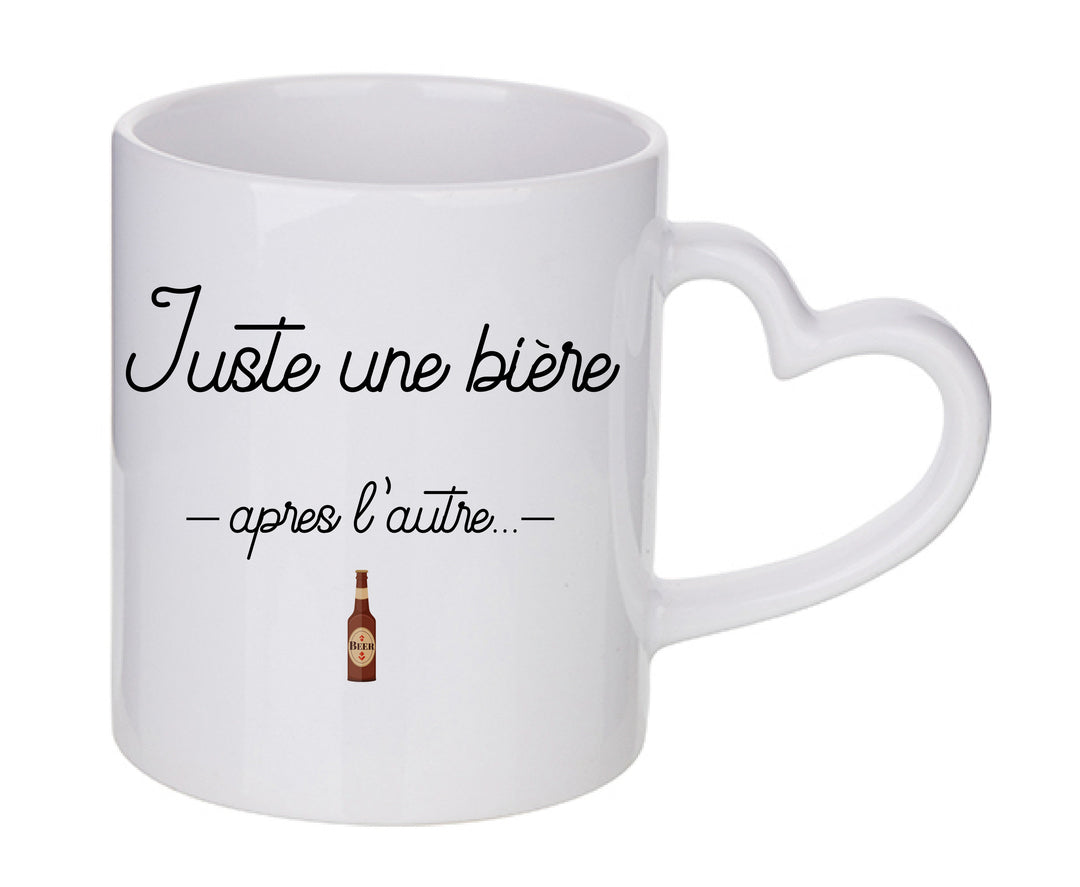 Mug coeur personnalisé Juste une biere
